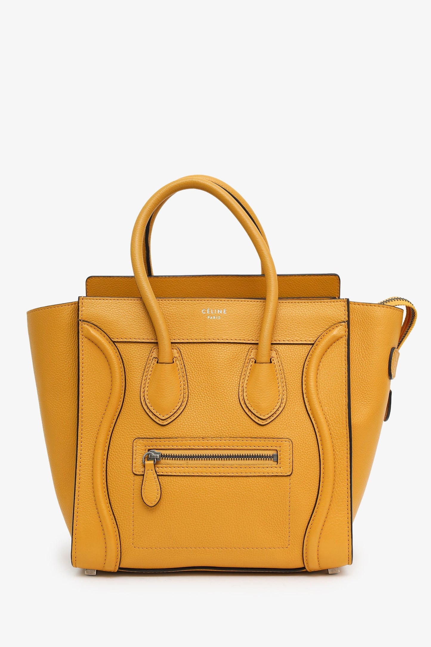 Celine Yellow Grained Calfskin Micro Luggage Tote