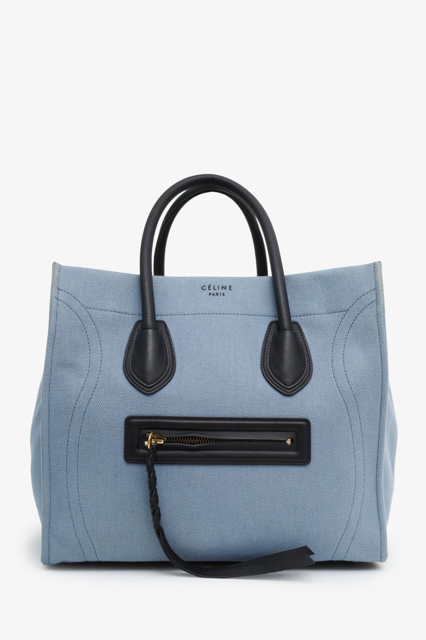 Celine Blue Denim Medium Luggage Phantom Tote