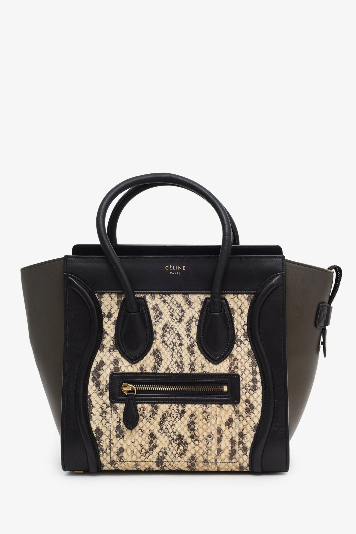 Celine Tricolour Leather/Python Micro Luggage Bag