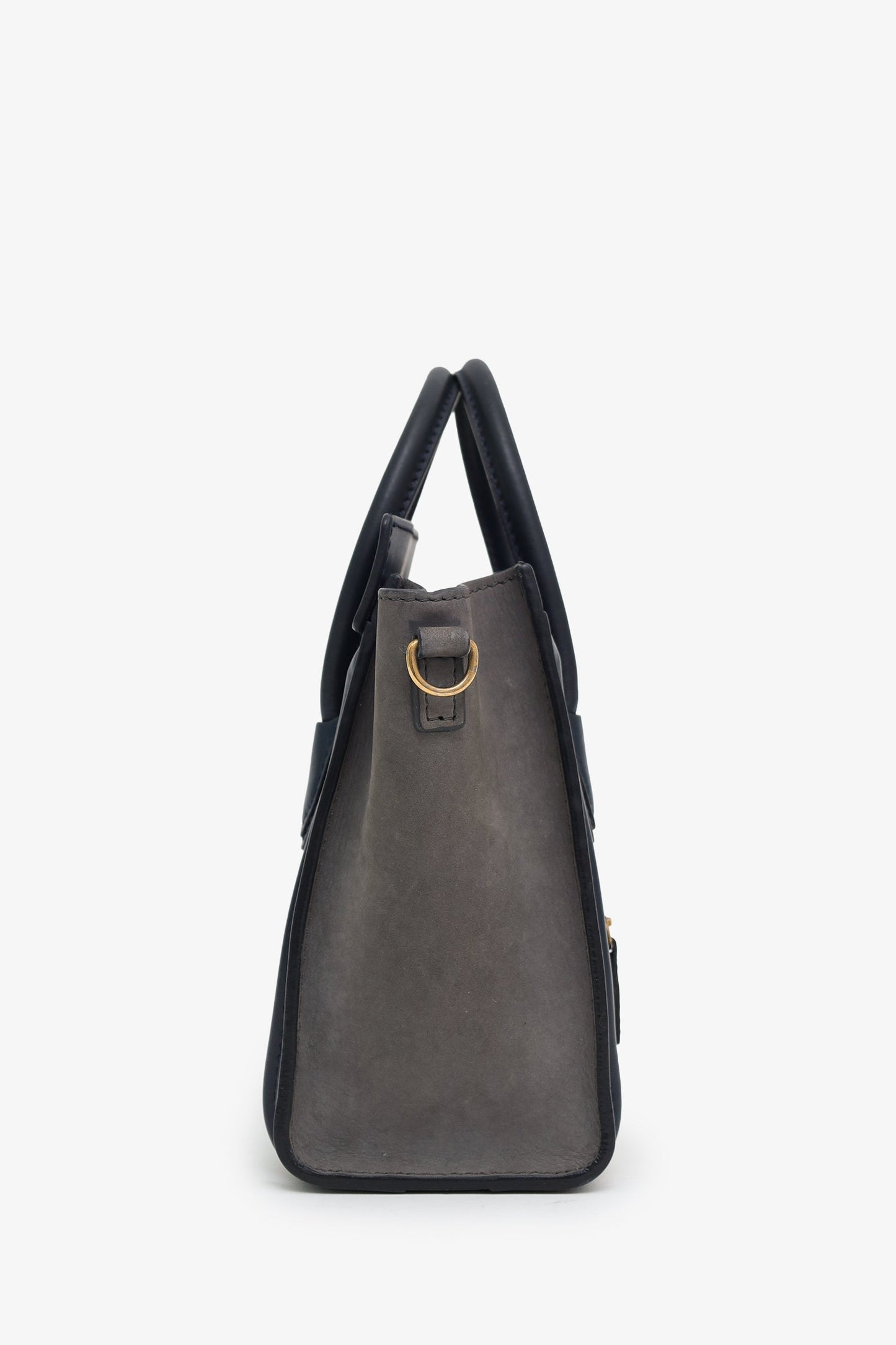 Celine Navy/Green Leather Nano Luggage Bag With Strap