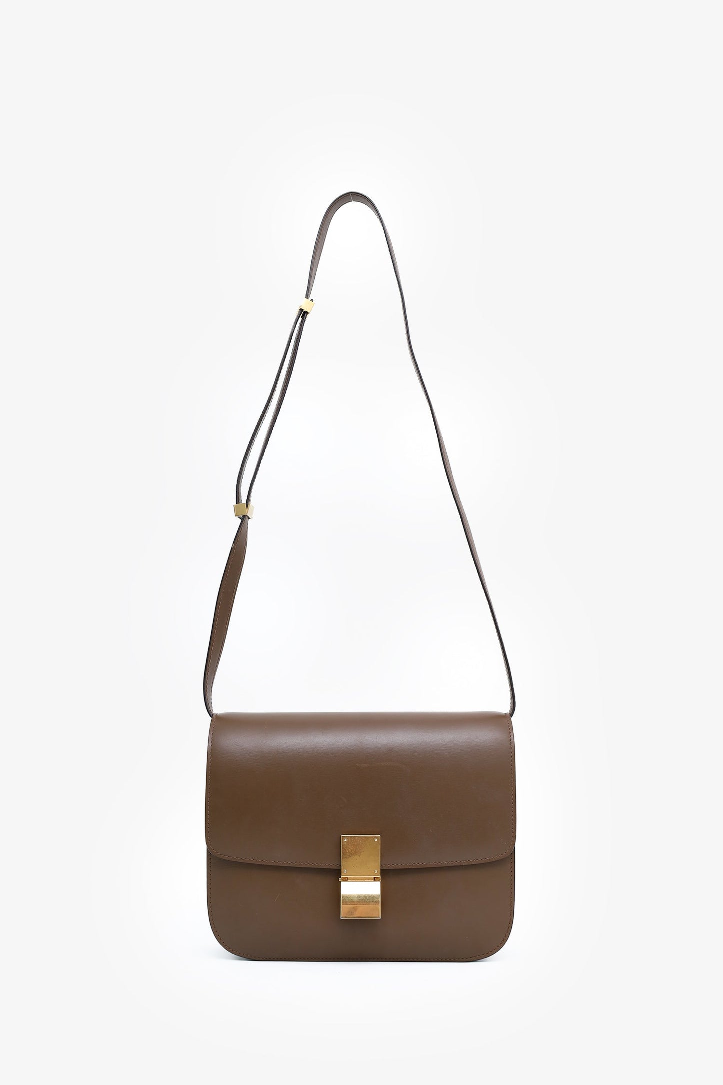 Celine Brown Leather Medium Box Crossbody Bag