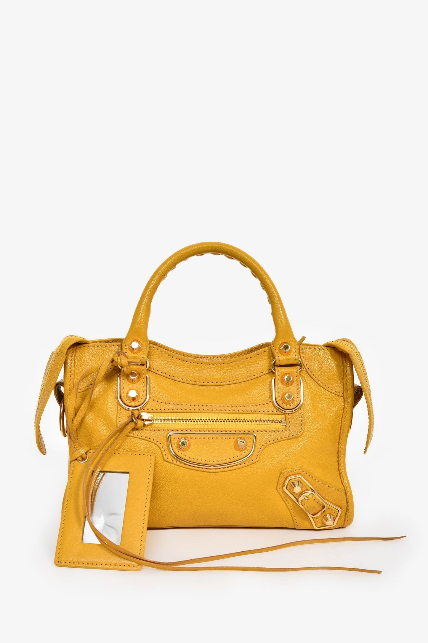 Balenciaga Yellow Leather 'Le City Bag' Mini Top Handle Bag