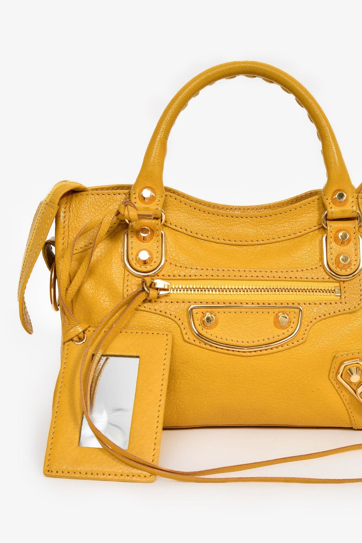 Balenciaga Yellow Leather 'Le City Bag' Mini Top Handle Bag
