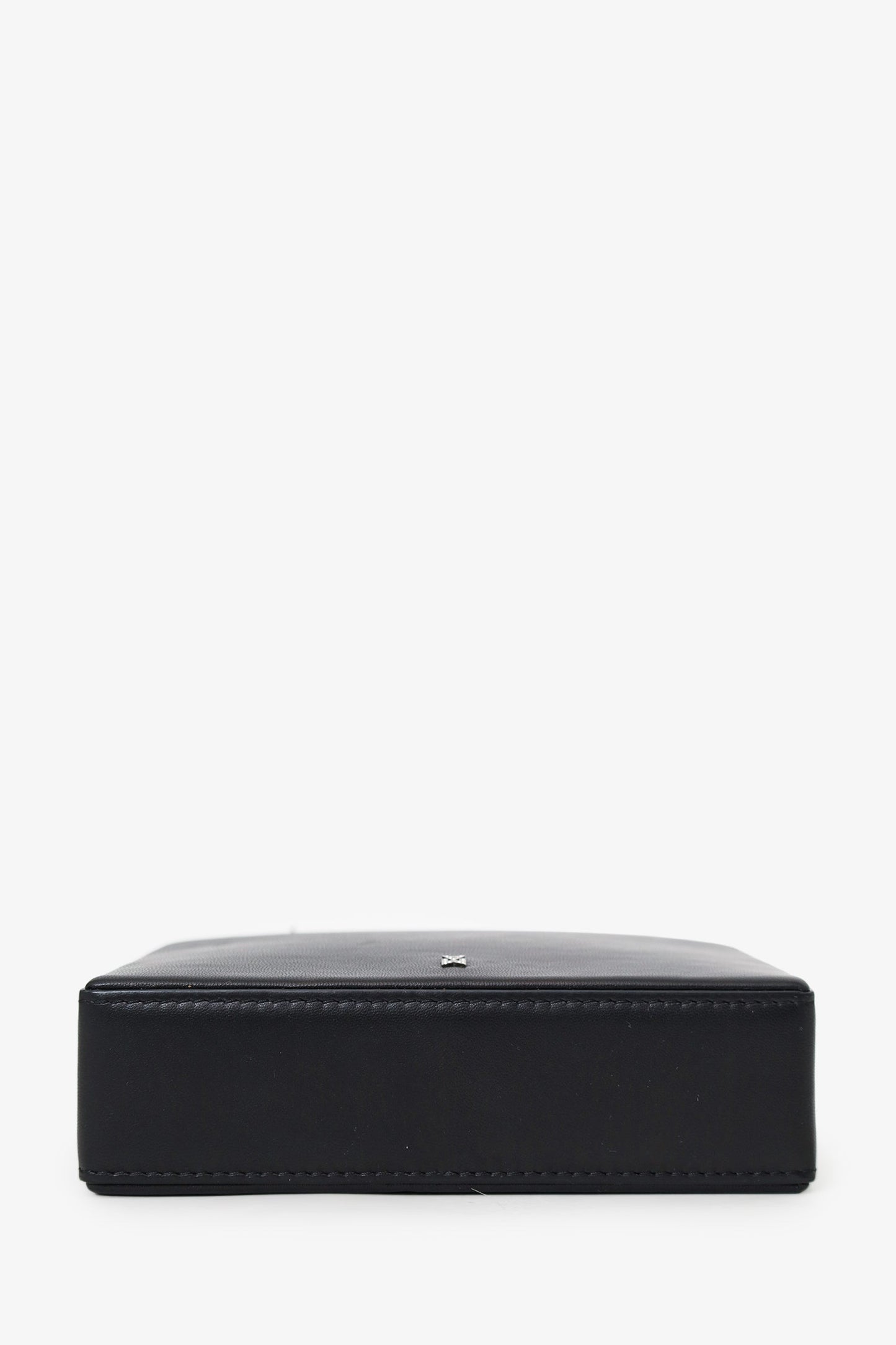 Amina Muaddi Black Leather Rhinestone Embellished 'Gilda' Mini Top Handle Bag