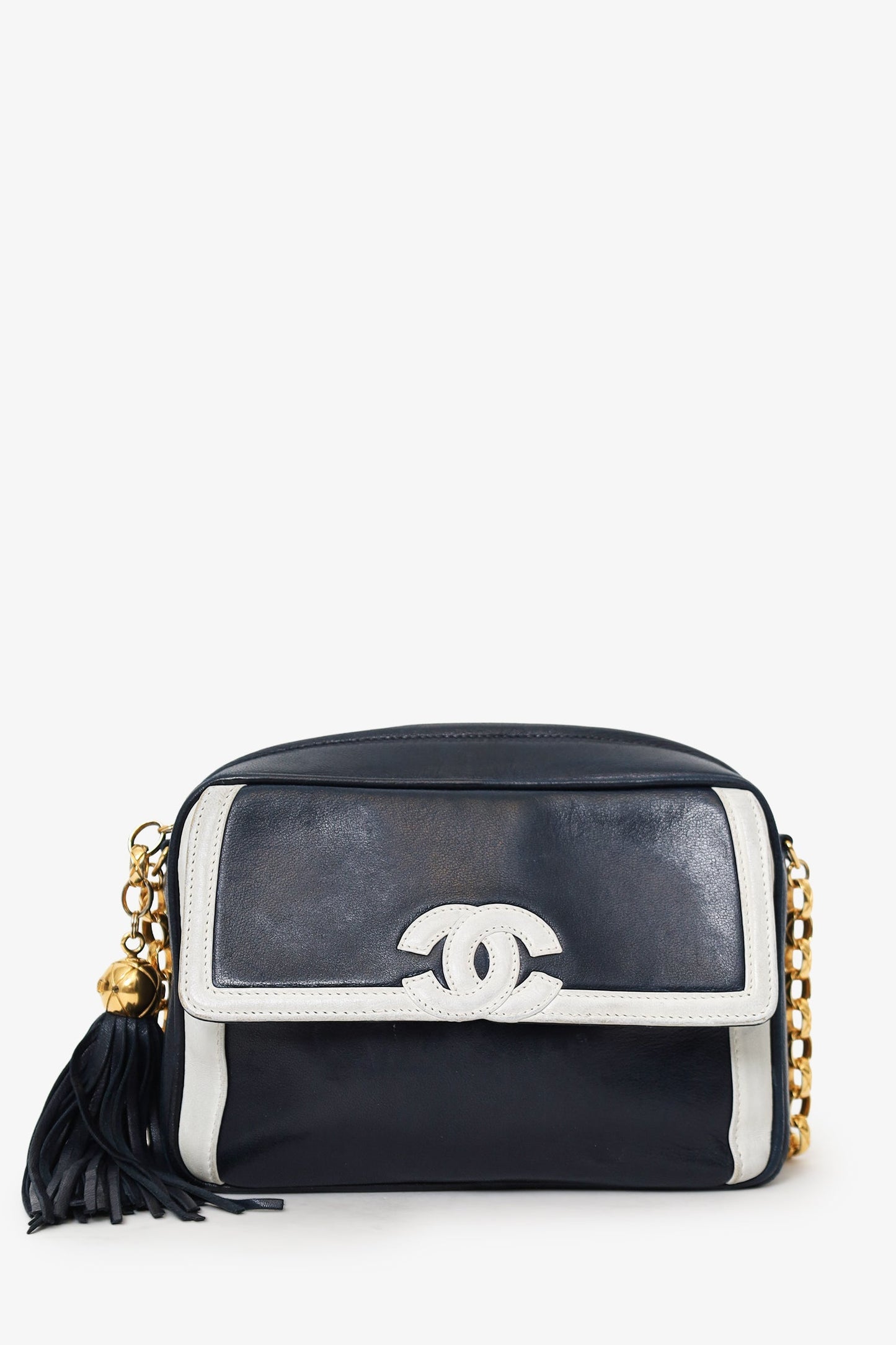 Chanel™ 1991-94 Navy Lambskin Tassel CC Chain Camera Bag