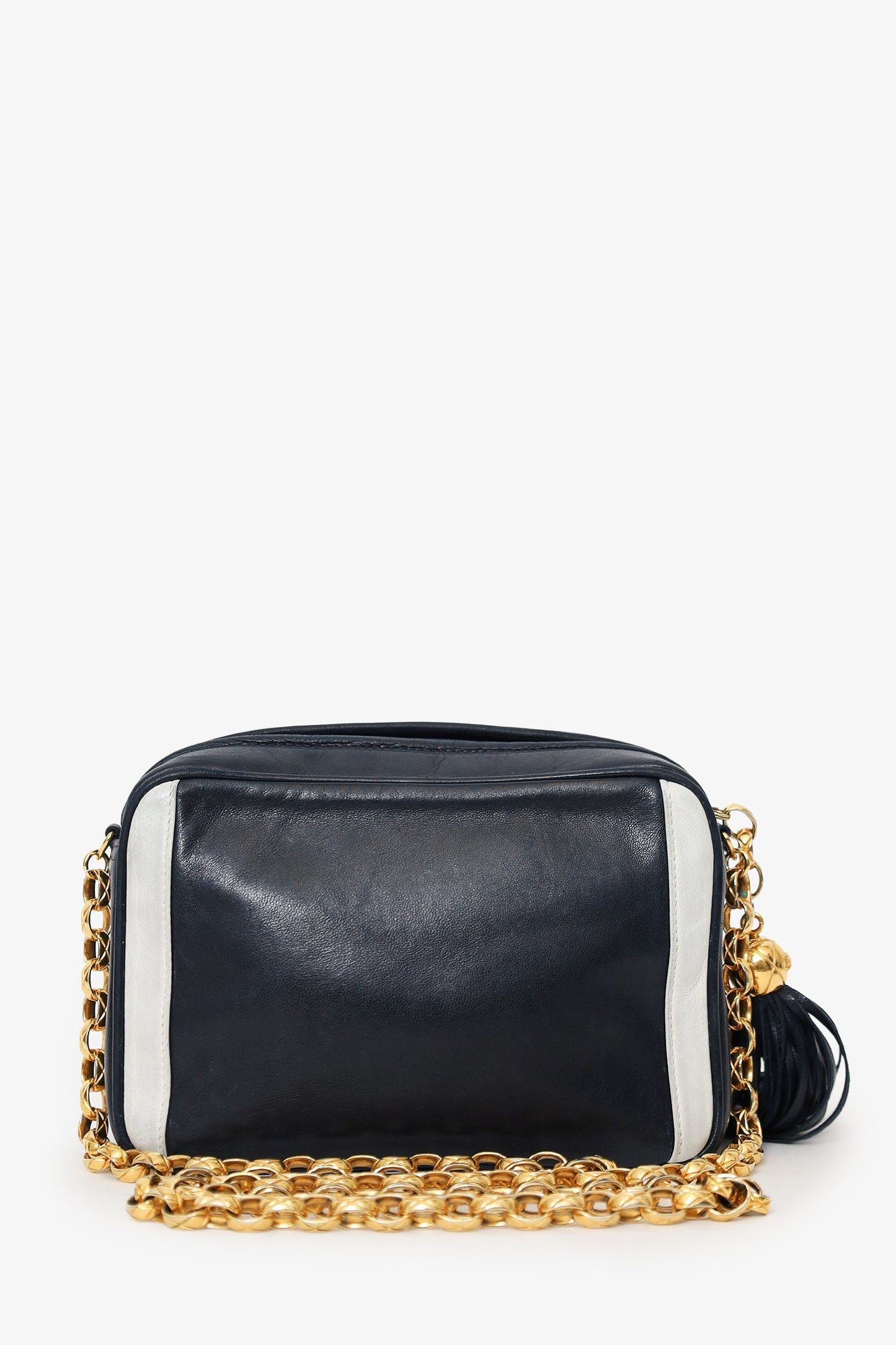 Chanel™ 1991-94 Navy Lambskin Tassel CC Chain Camera Bag