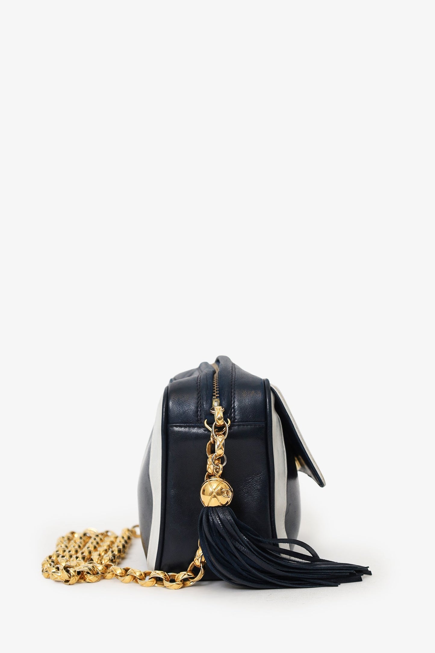 Chanel™ 1991-94 Navy Lambskin Tassel CC Chain Camera Bag