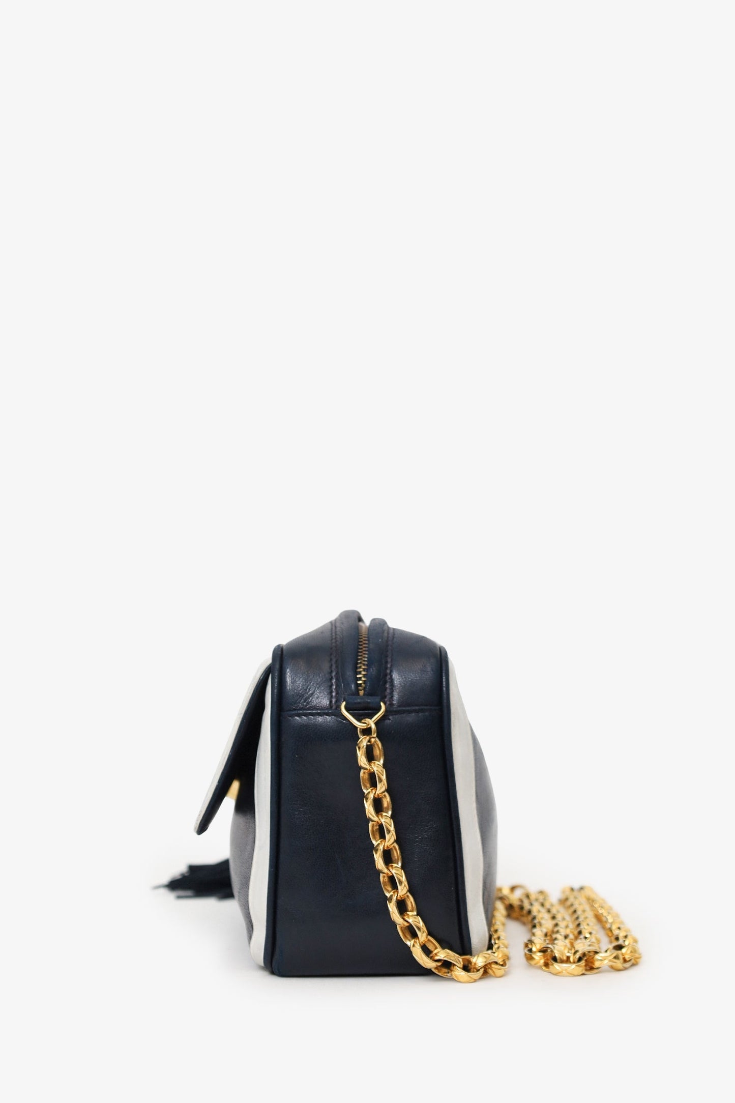 Chanel™ 1991-94 Navy Lambskin Tassel CC Chain Camera Bag