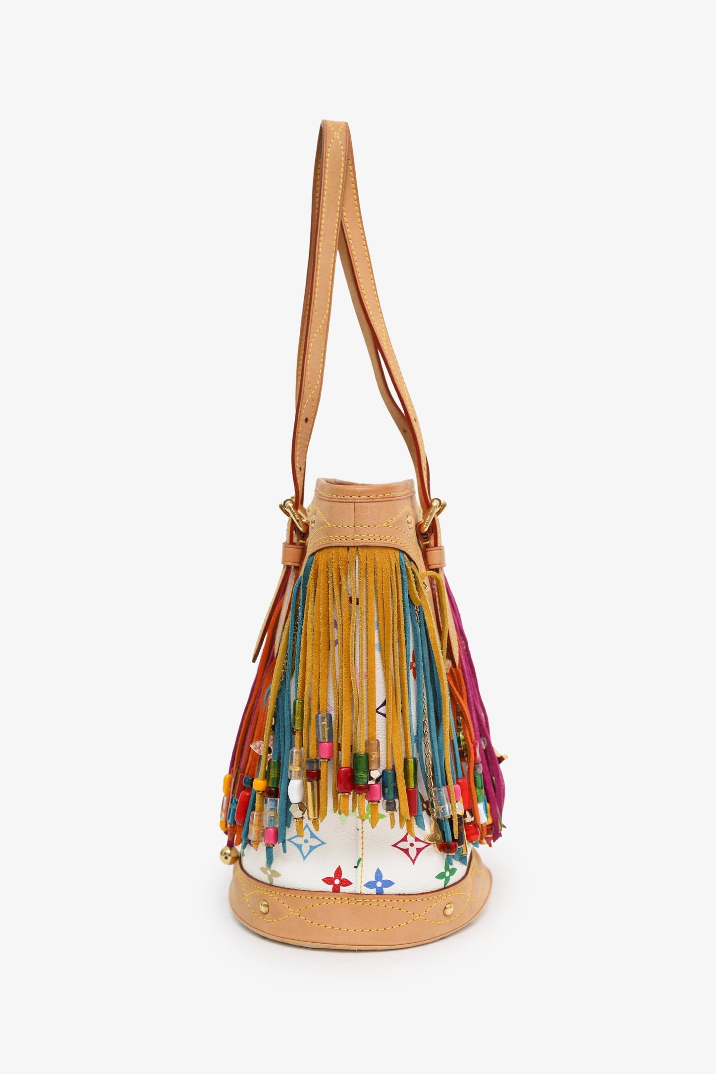 Louis Vuitton x Takashi Murakami 2006 Multicolour Monogram Fringe Bucket Bag With Pouch