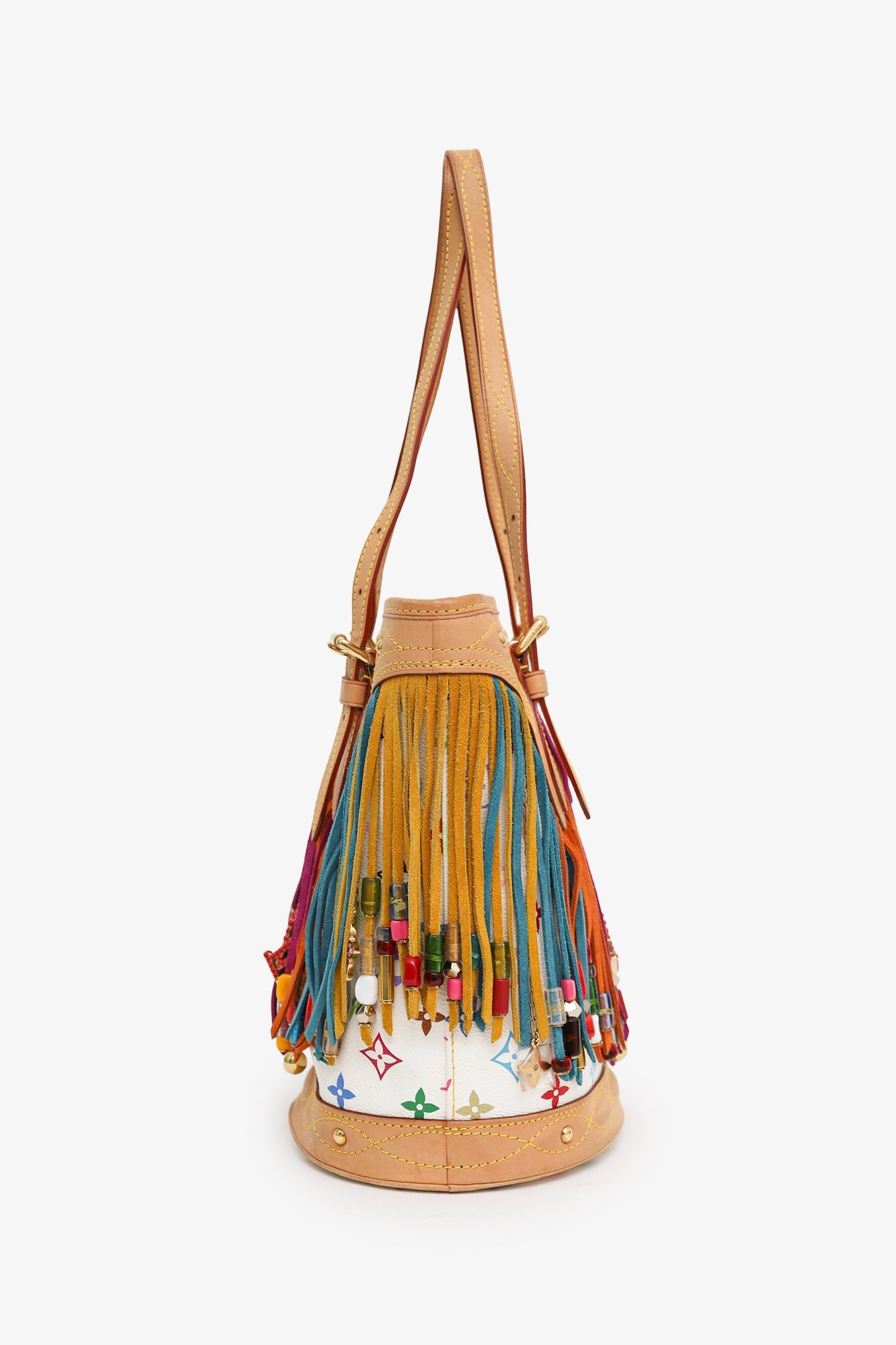 Louis Vuitton x Takashi Murakami 2006 Multicolour Monogram Fringe Bucket Bag With Pouch