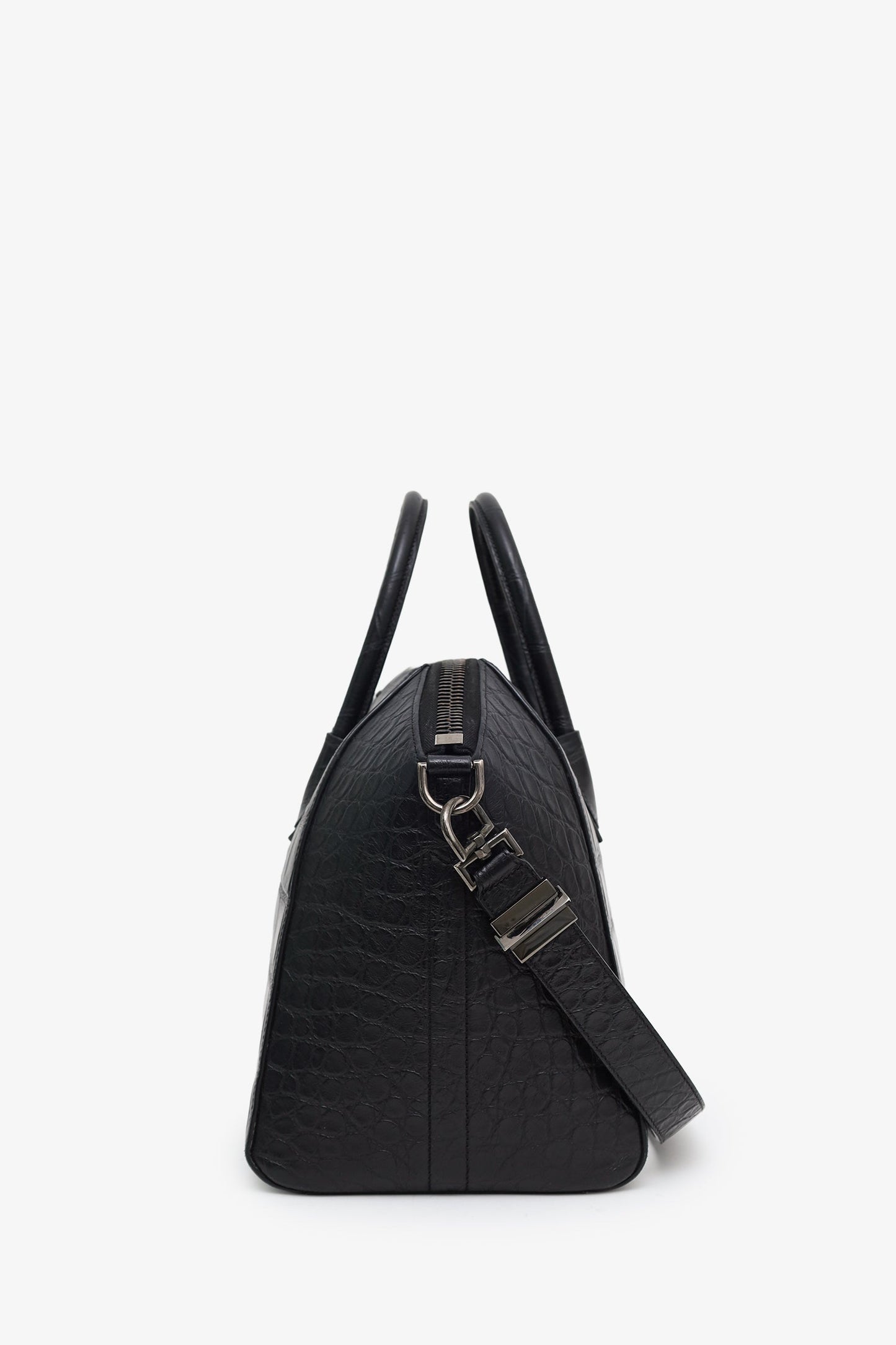 Givenchy Black Embossed Medium Antigona Top Handle Bag With Strap
