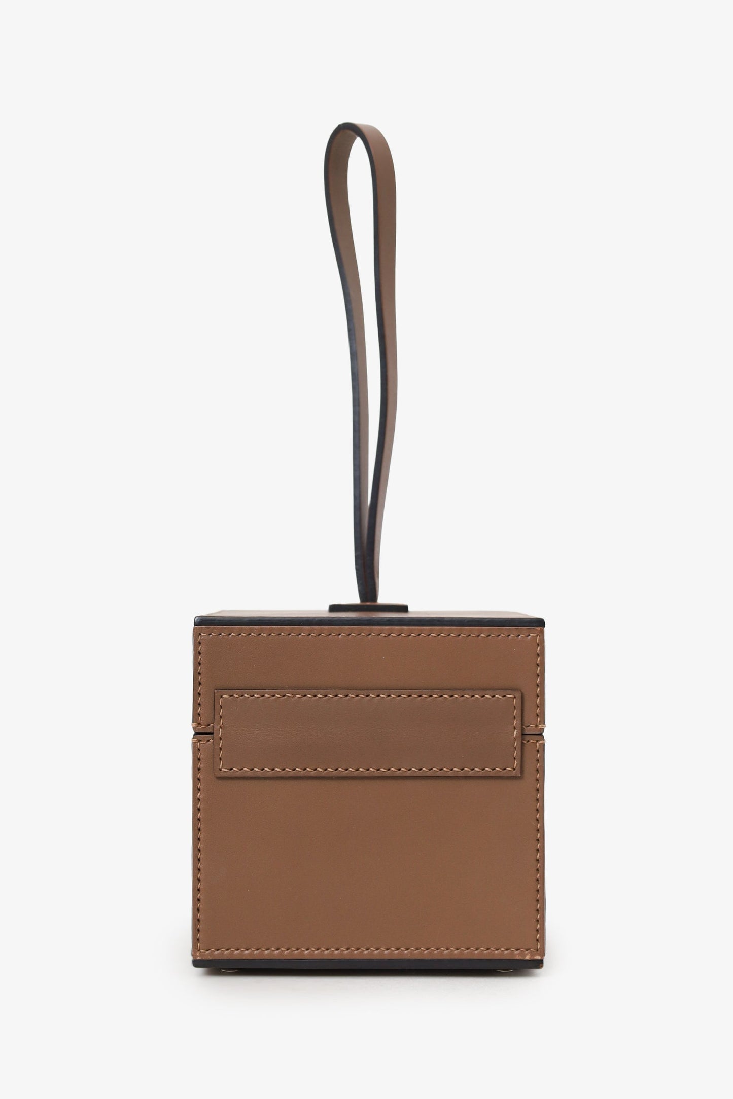 Moynat Brown Leather Mini Vanity Box Bag