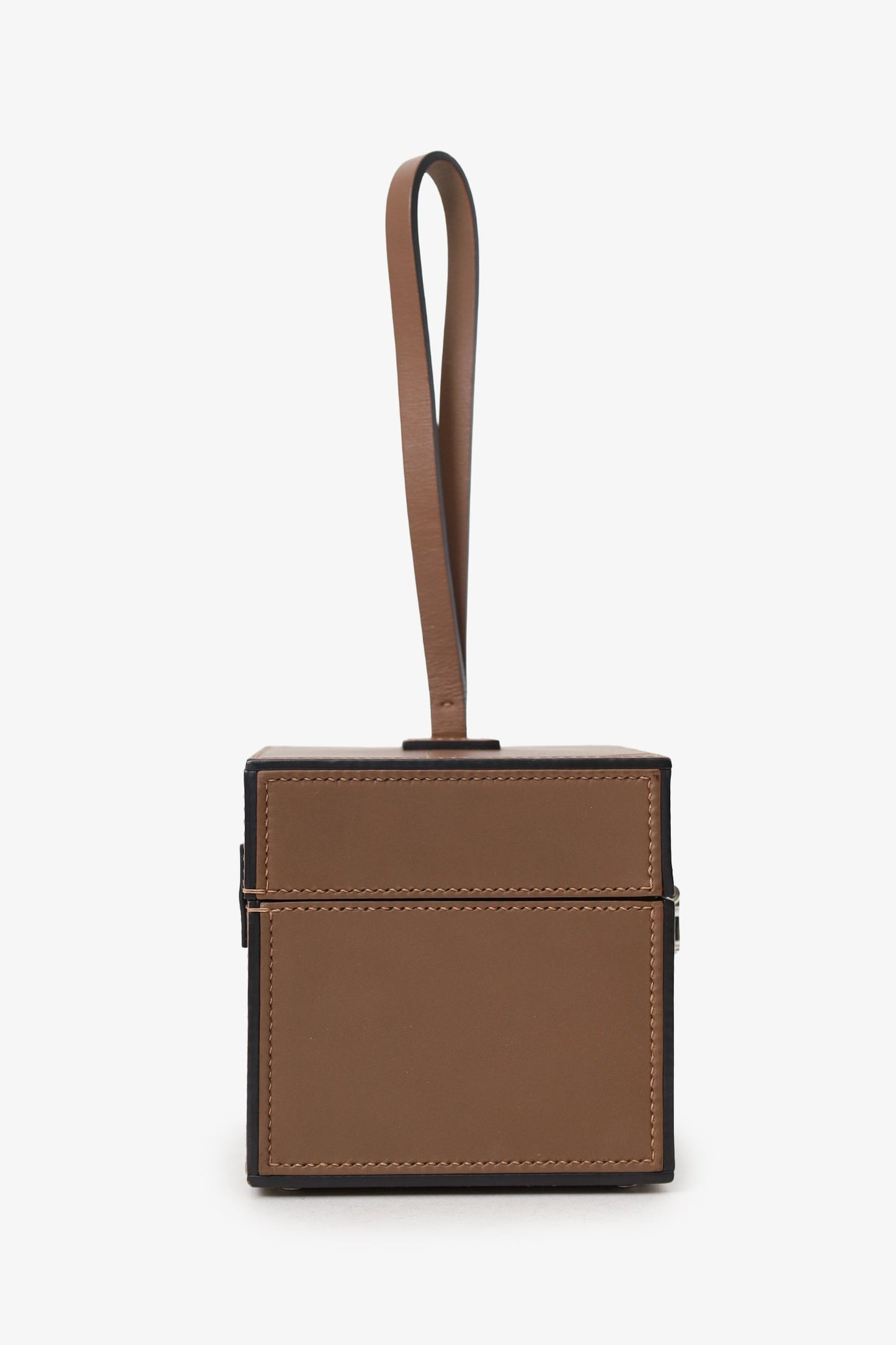 Moynat Brown Leather Mini Vanity Box Bag