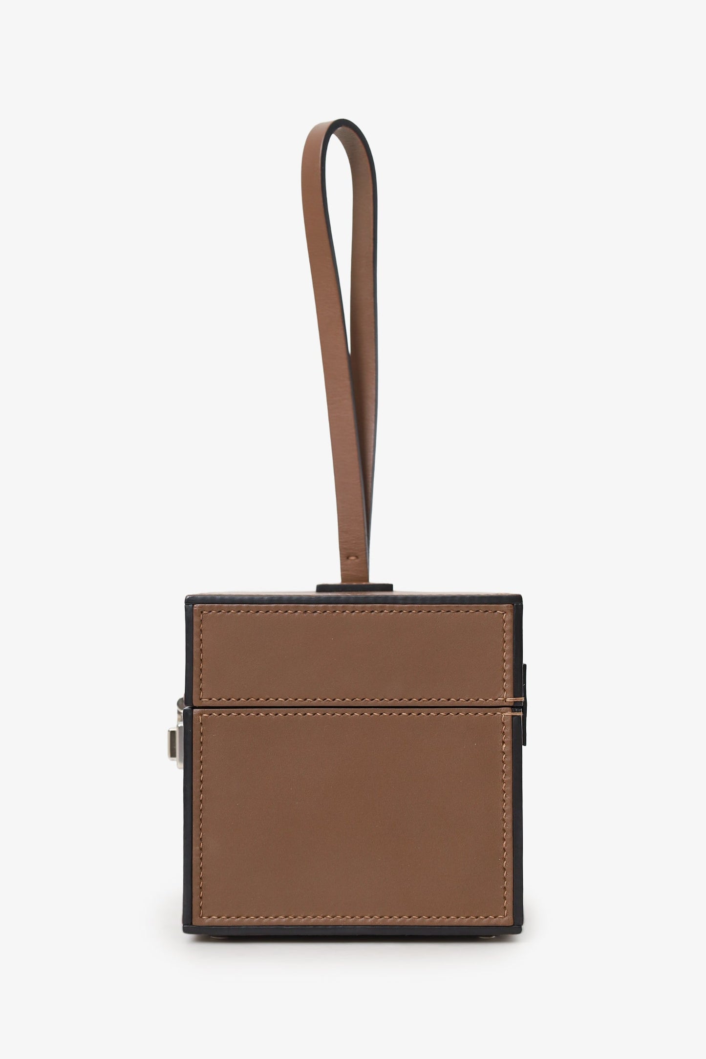 Moynat Brown Leather Mini Vanity Box Bag