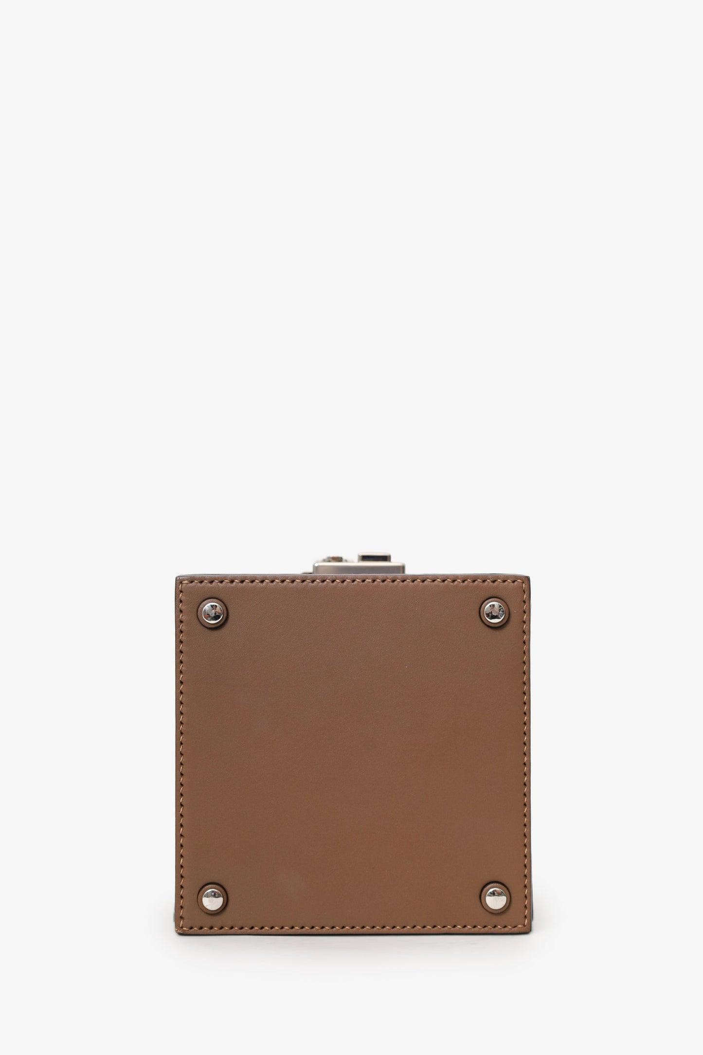 Moynat Brown Leather Mini Vanity Box Bag