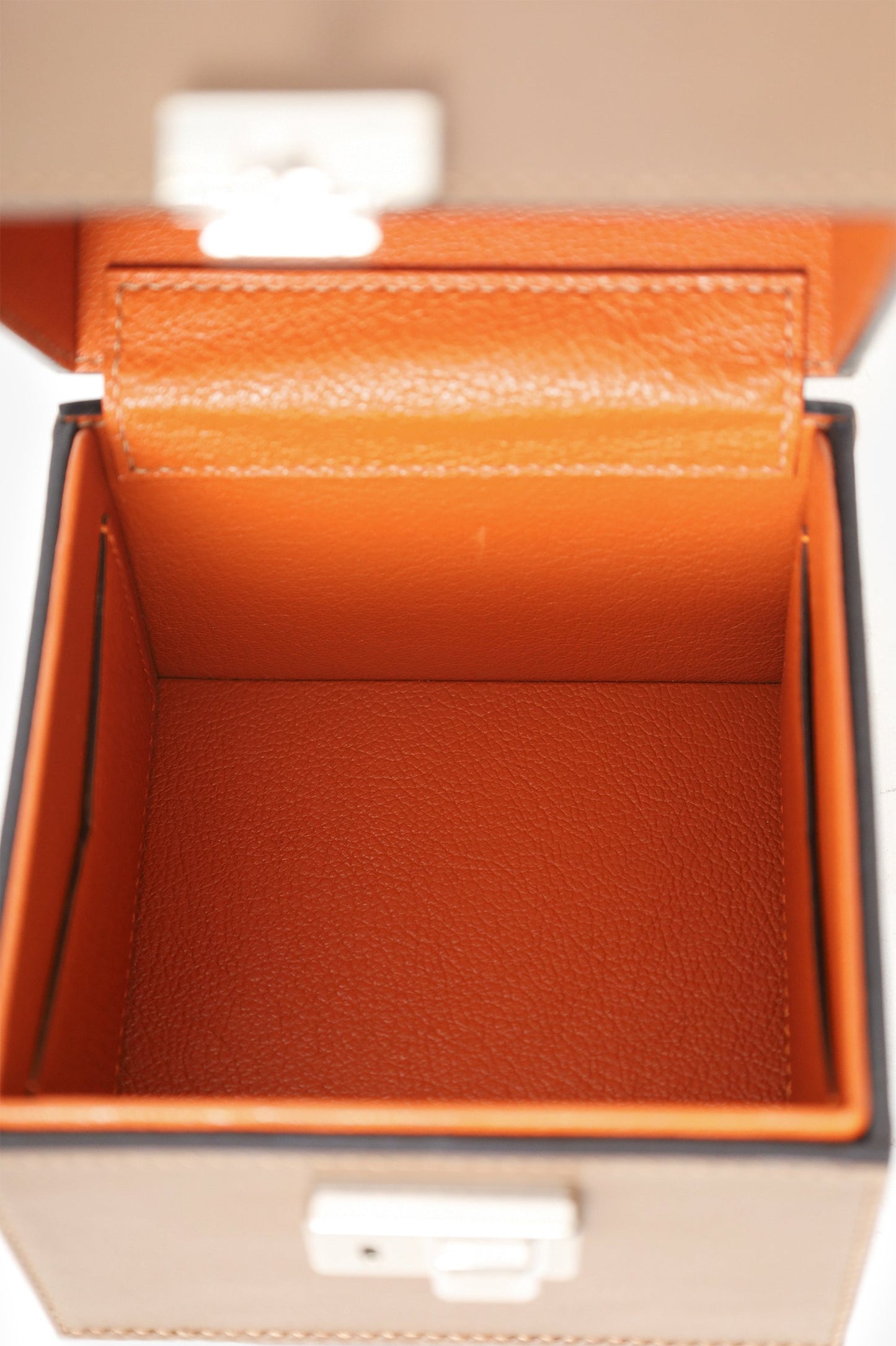 Moynat Brown Leather Mini Vanity Box Bag