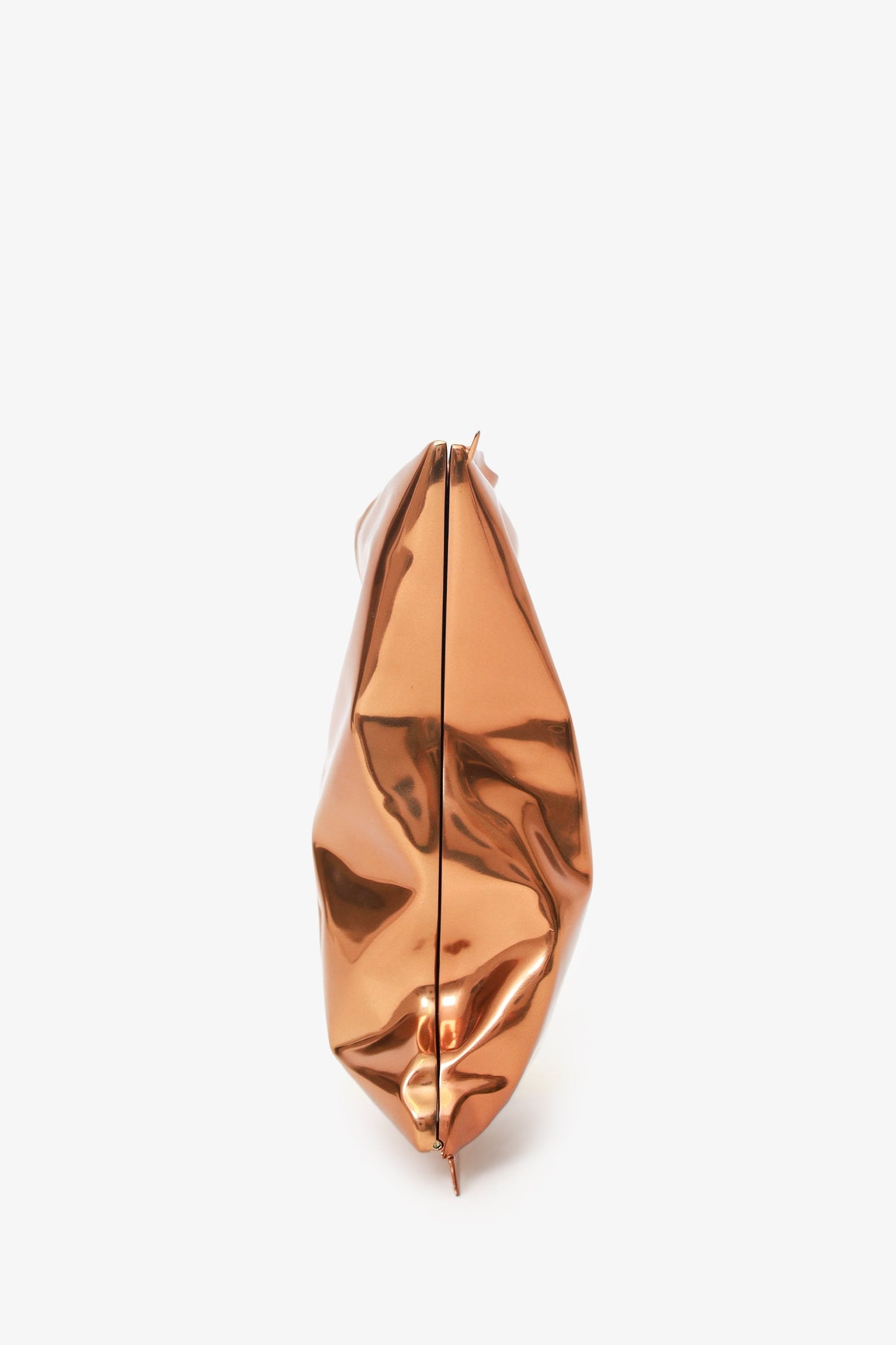 Anya Hindmarch Rose Gold Metallic Metal Crisp Packet Clutch With Chain