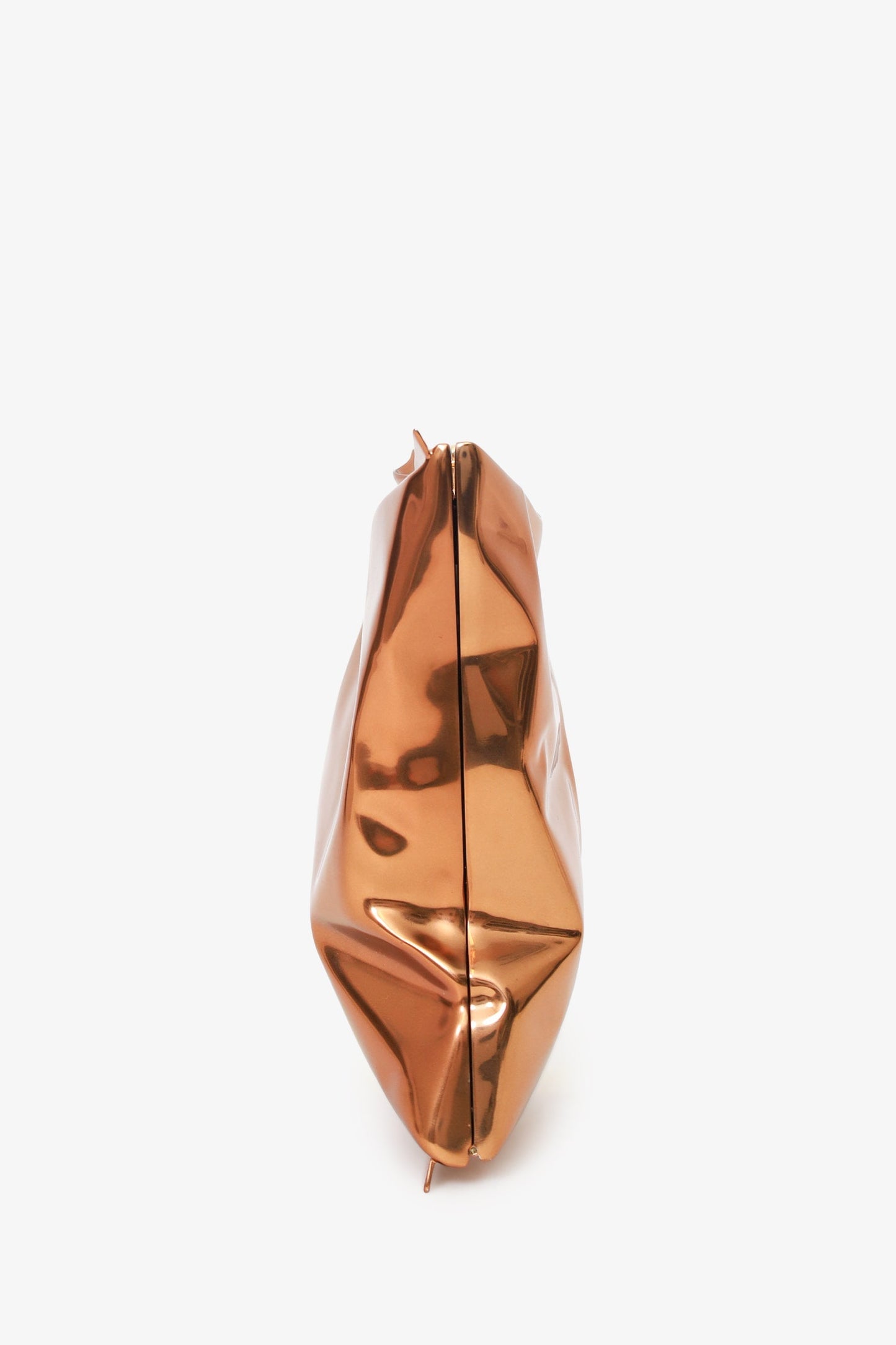 Anya Hindmarch Rose Gold Metallic Metal Crisp Packet Clutch With Chain