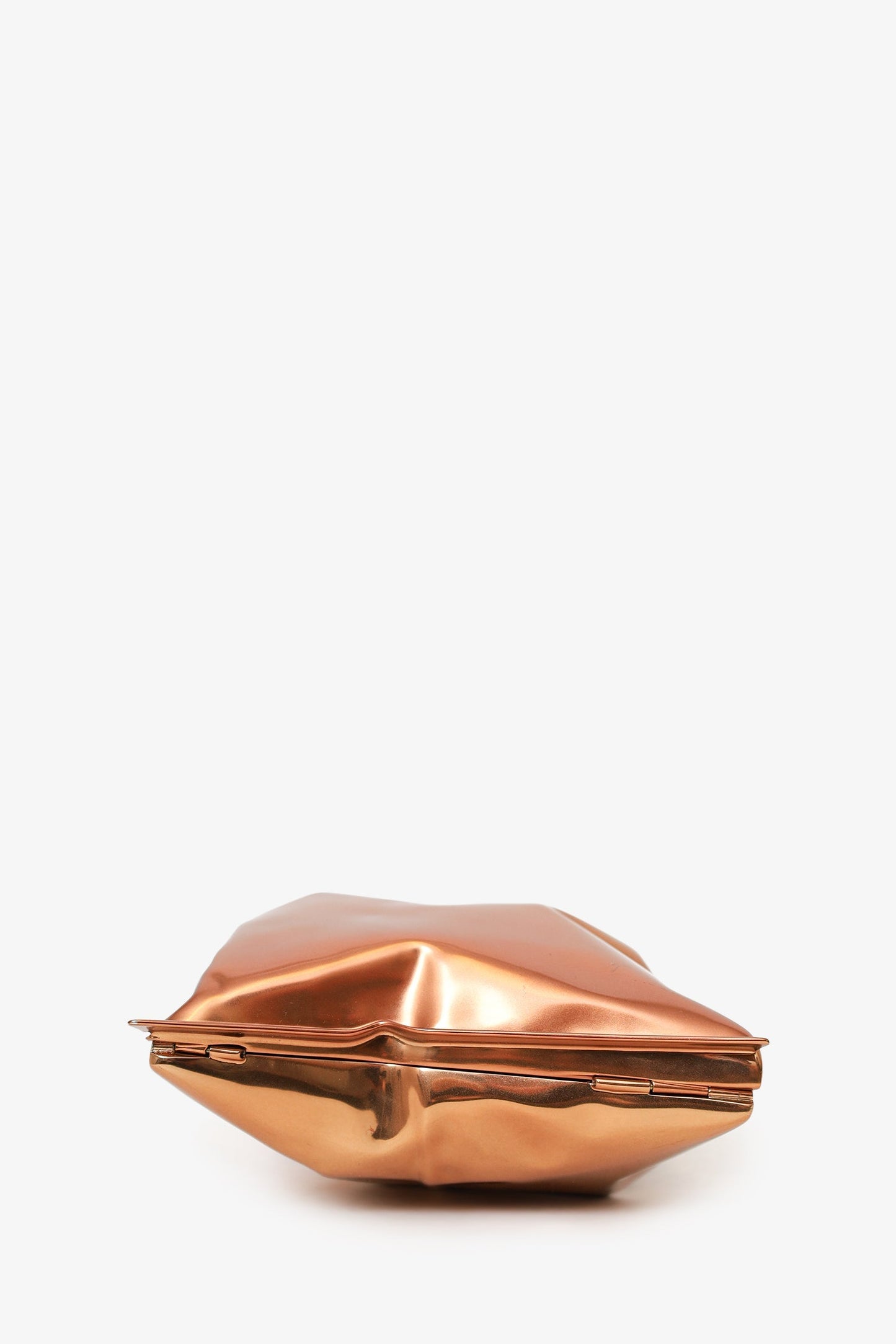 Anya Hindmarch Rose Gold Metallic Metal Crisp Packet Clutch With Chain
