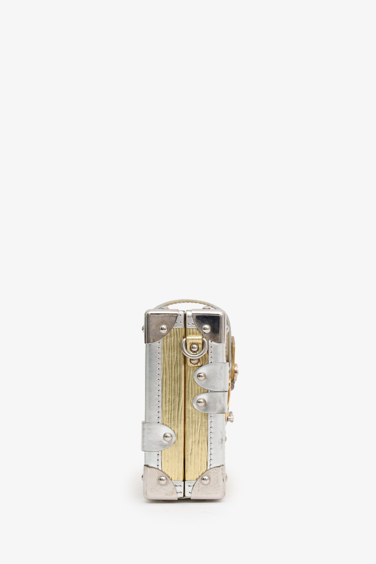 Louis Vuitton Gold/Silver Metallic Epi Leather 'Petit Malle' With Strap