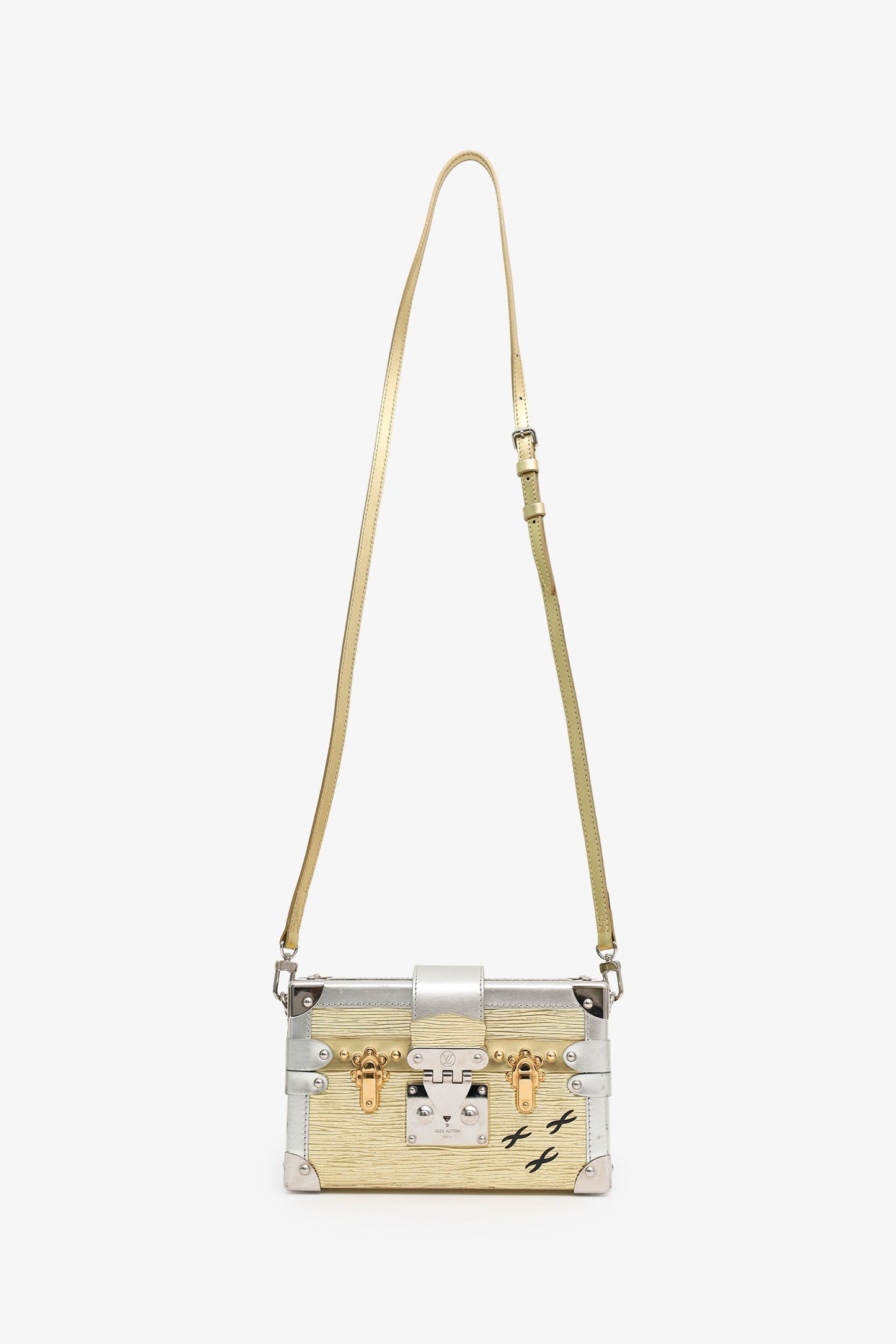 Louis Vuitton Gold/Silver Metallic Epi Leather 'Petit Malle' With Strap