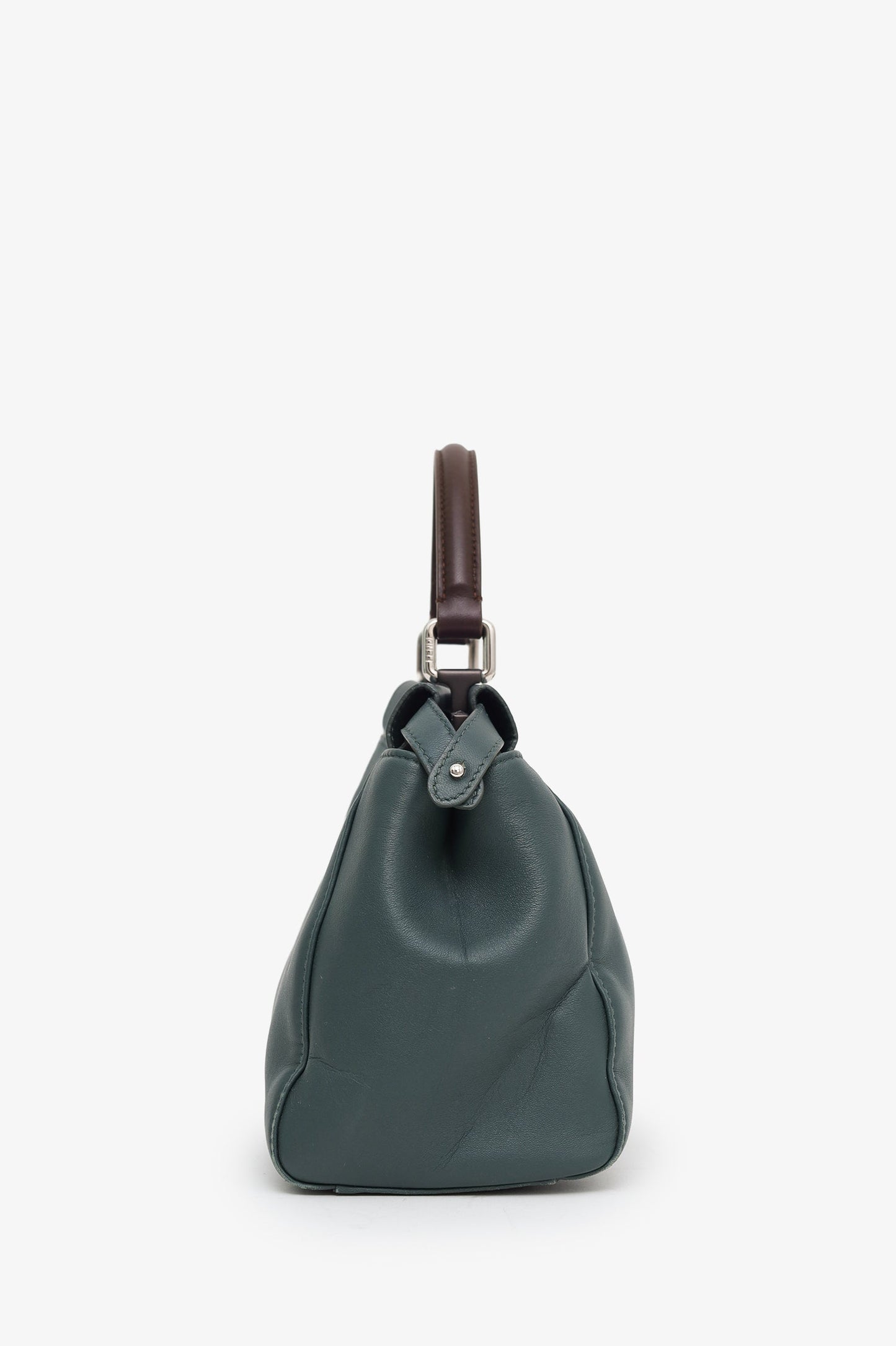 Fendi Teal/Brown Leather Mini Peekaboo With Strap