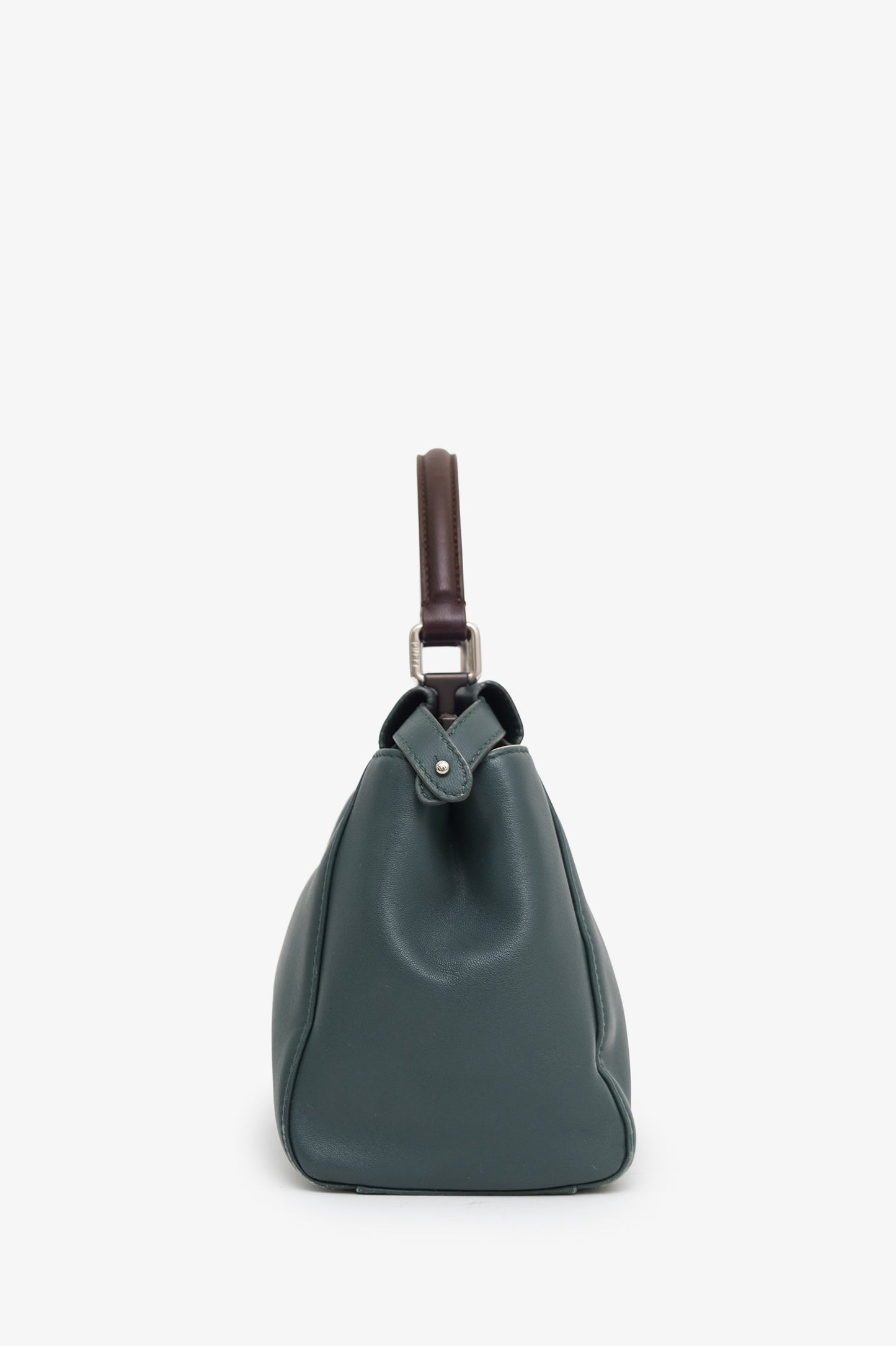 Fendi Teal/Brown Leather Mini Peekaboo With Strap