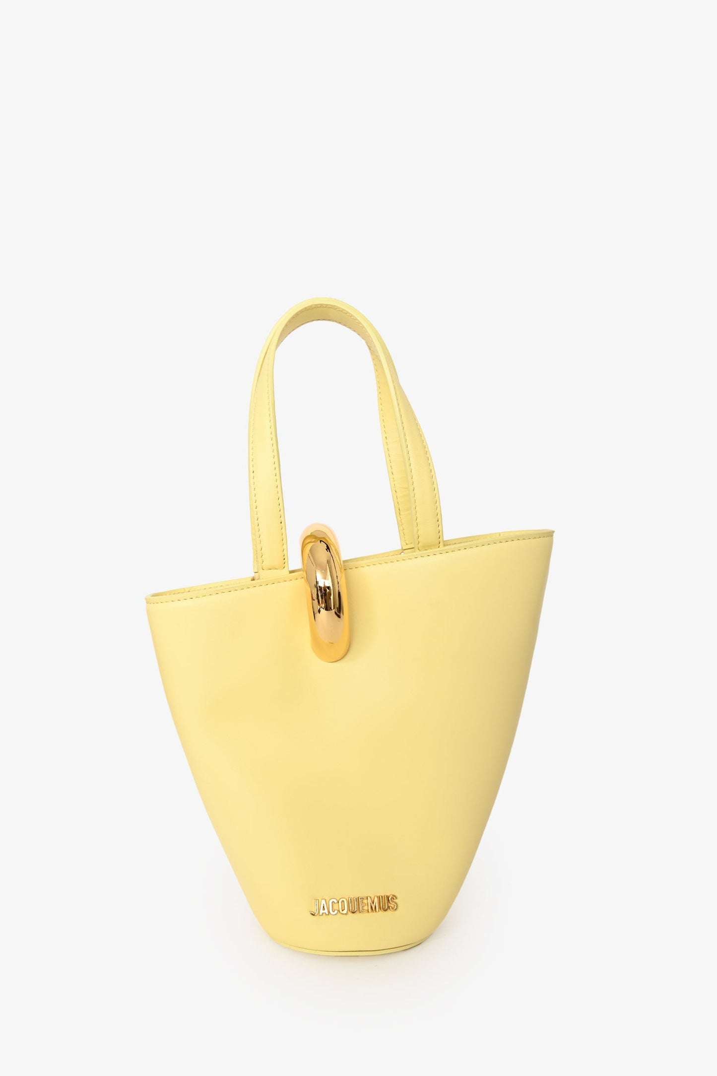 Jacquemus Light Yellow Leather Le Petit Bambola Bucket Bag with Strap