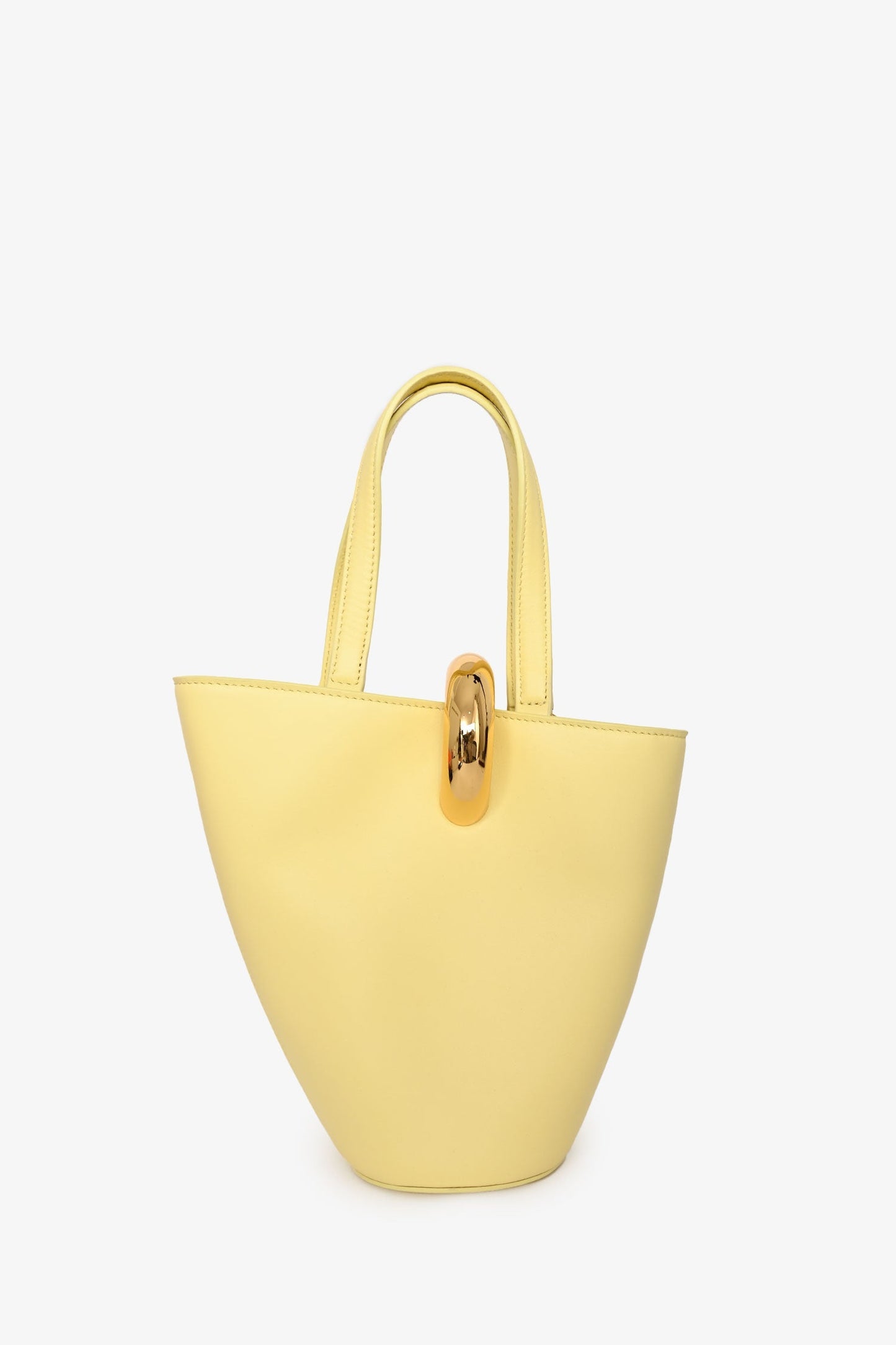 Jacquemus Light Yellow Leather Le Petit Bambola Bucket Bag with Strap