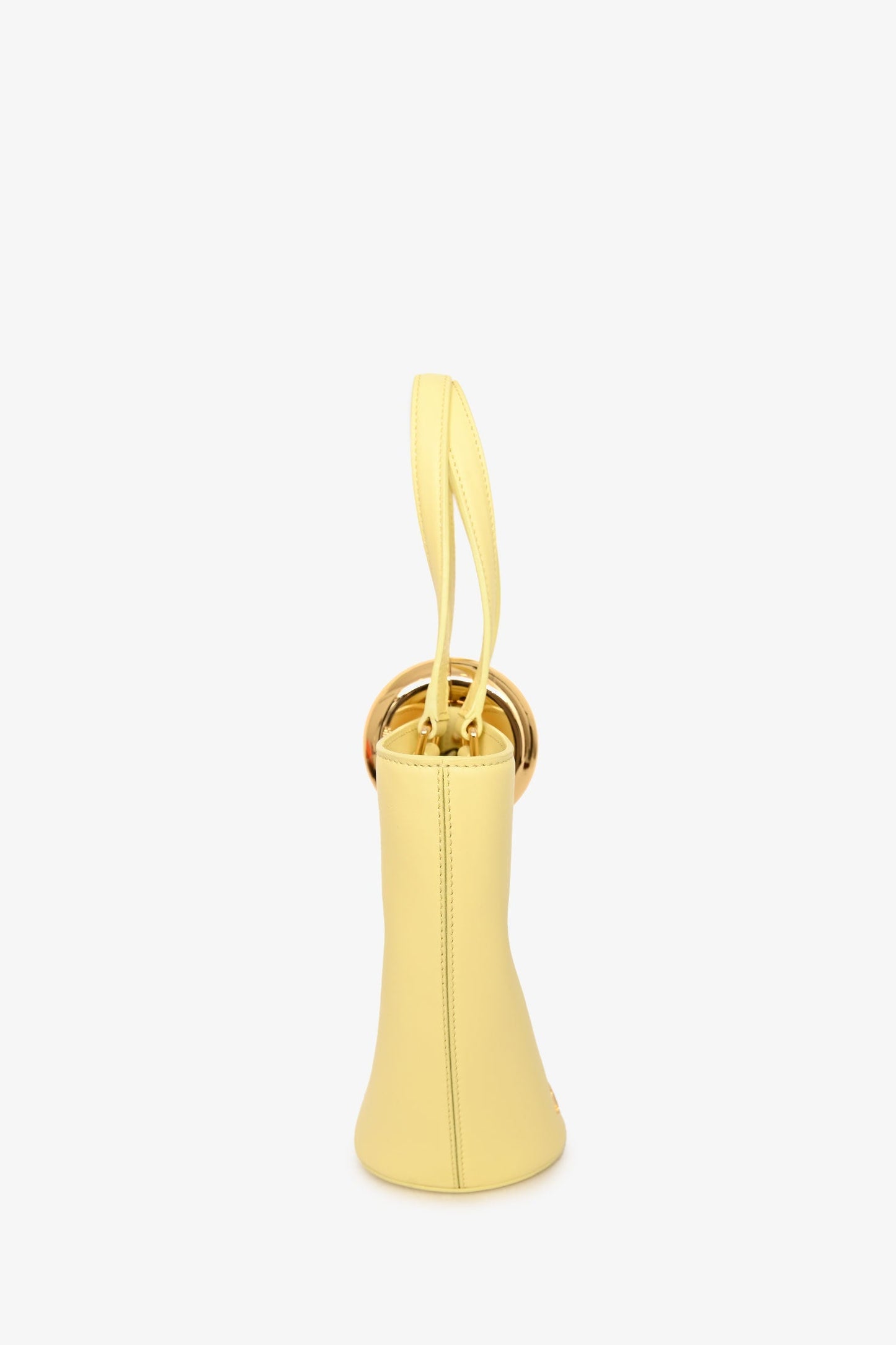 Jacquemus Light Yellow Leather Le Petit Bambola Bucket Bag with Strap