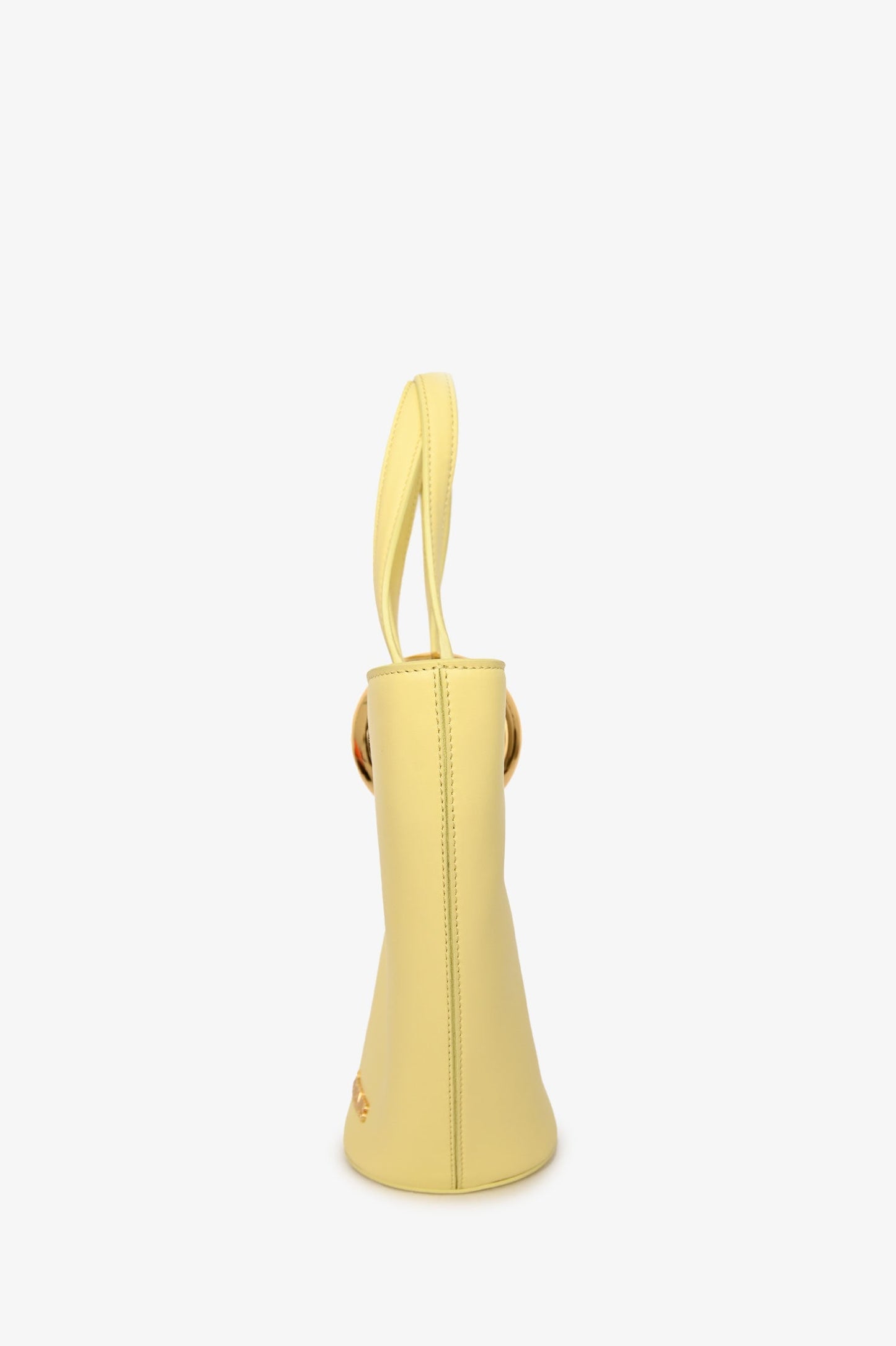 Jacquemus Light Yellow Leather Le Petit Bambola Bucket Bag with Strap