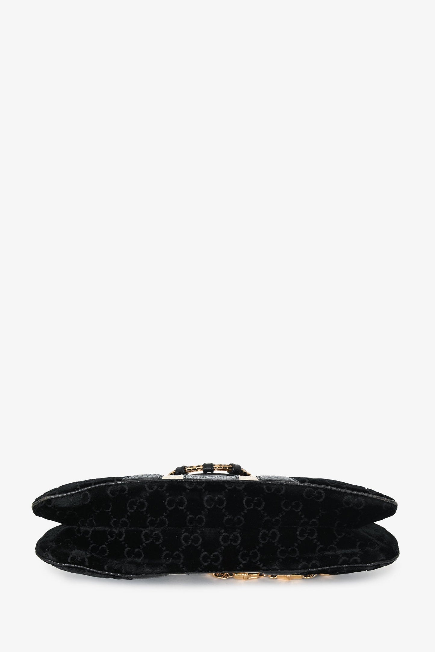 Gucci Black/White Lizard/Velvet Leather Dragon Head Shoulder Bag