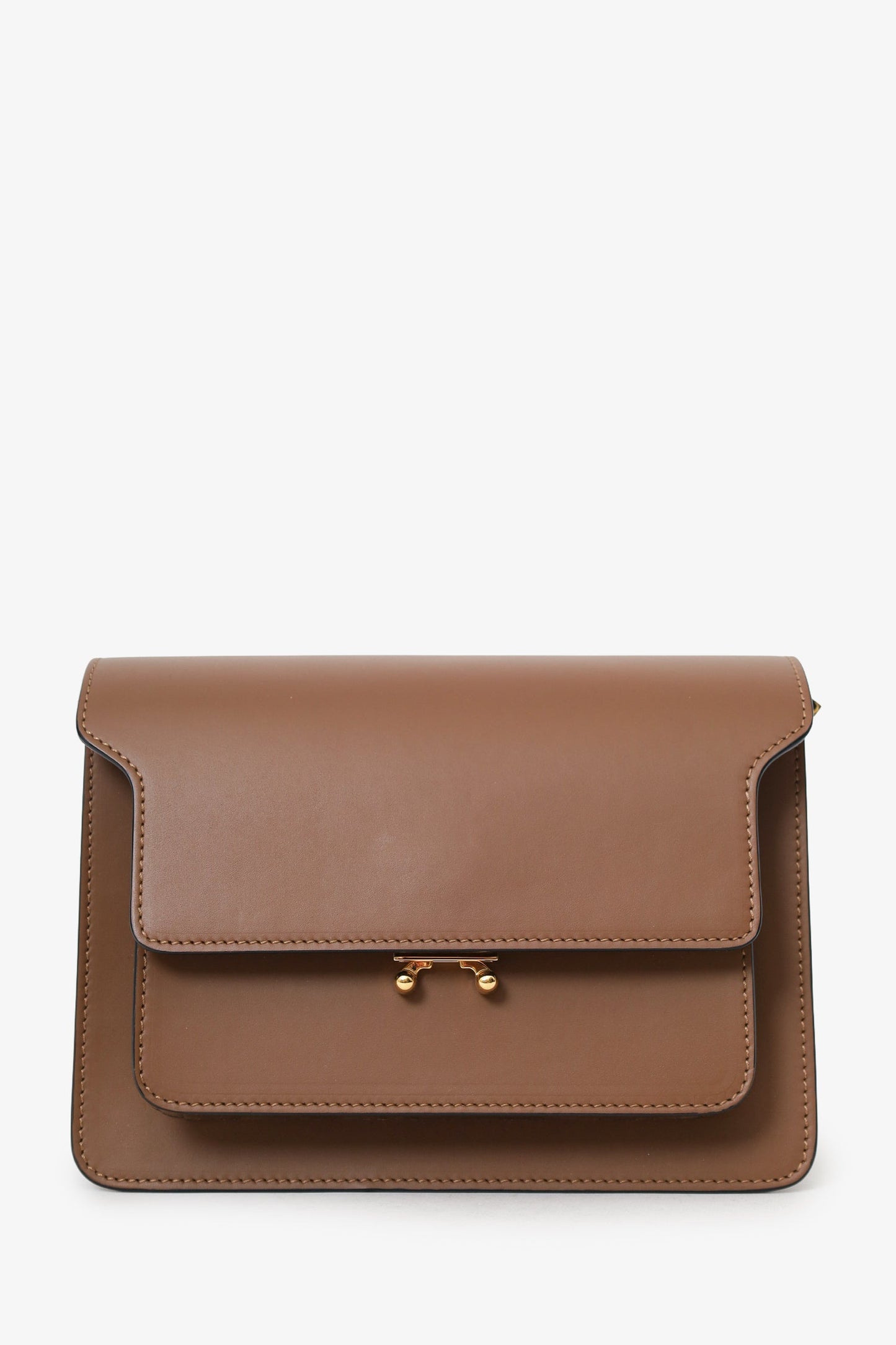 Marni Brown Leather Medium Trunk Shoulder Bag
