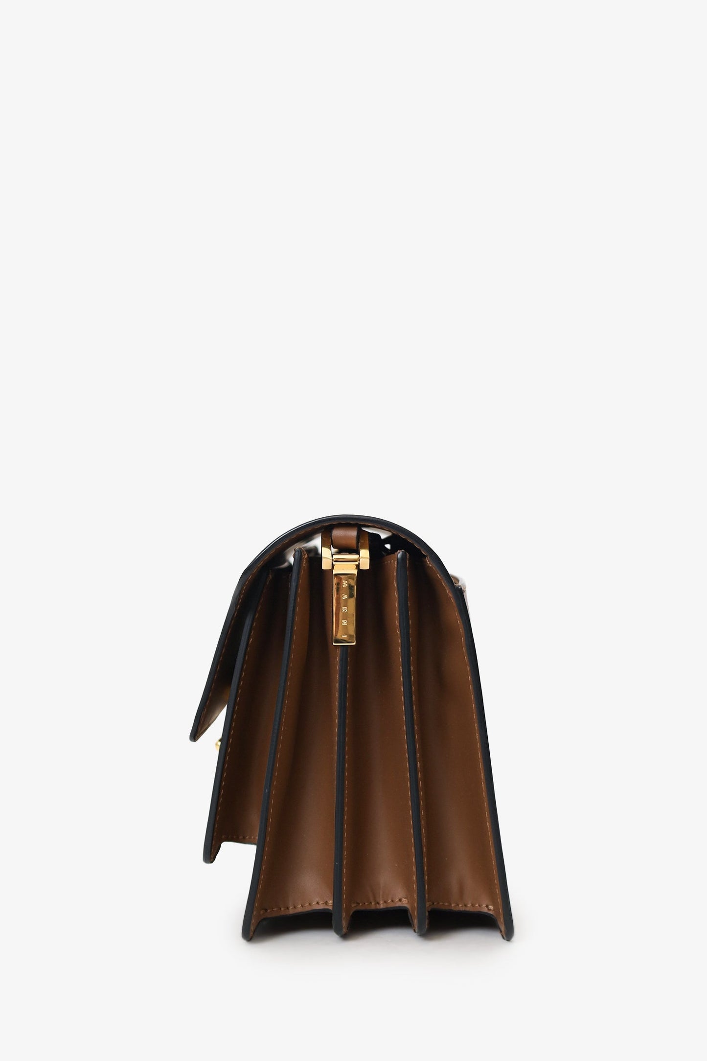 Marni Brown Leather Medium Trunk Shoulder Bag