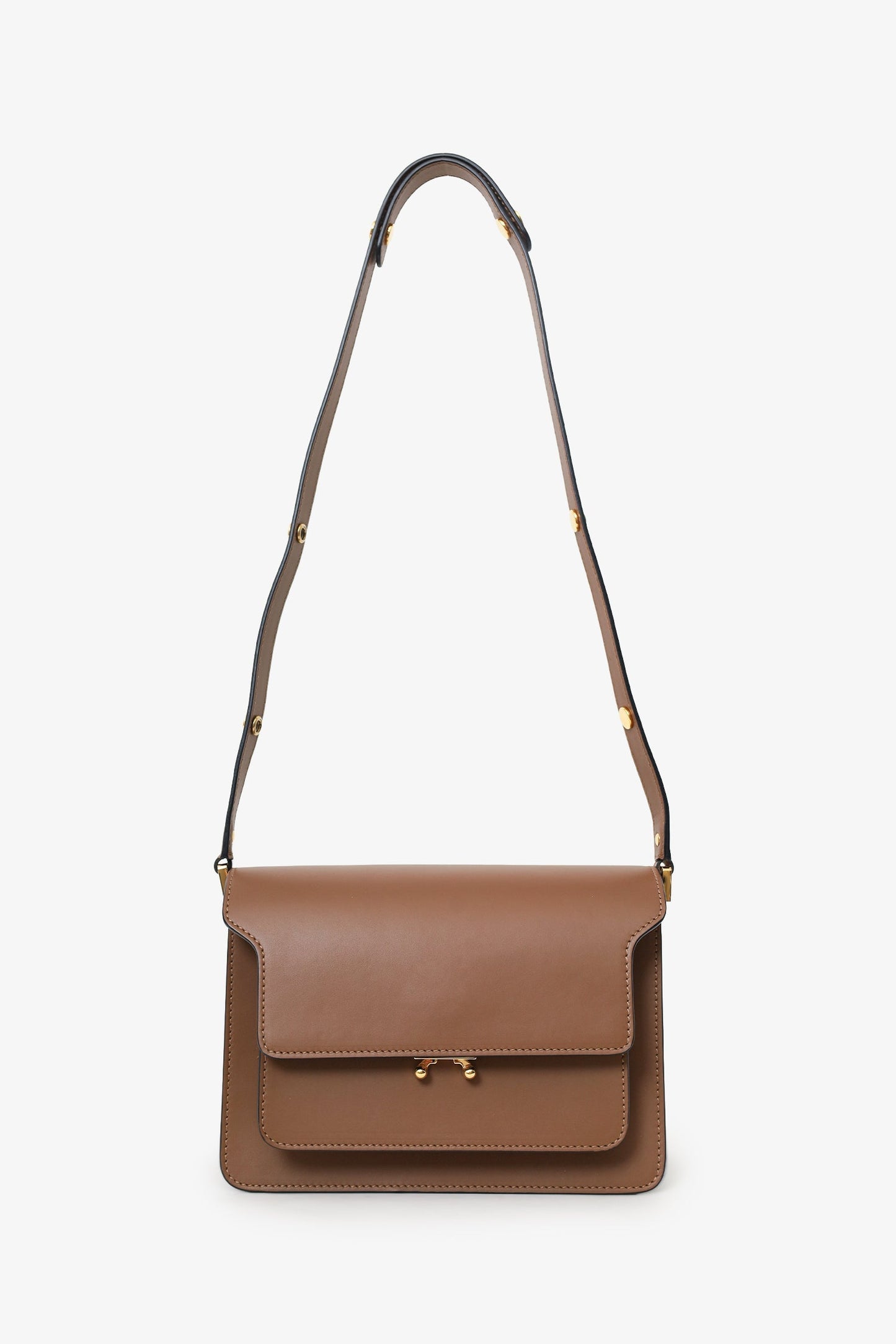 Marni Brown Leather Medium Trunk Shoulder Bag