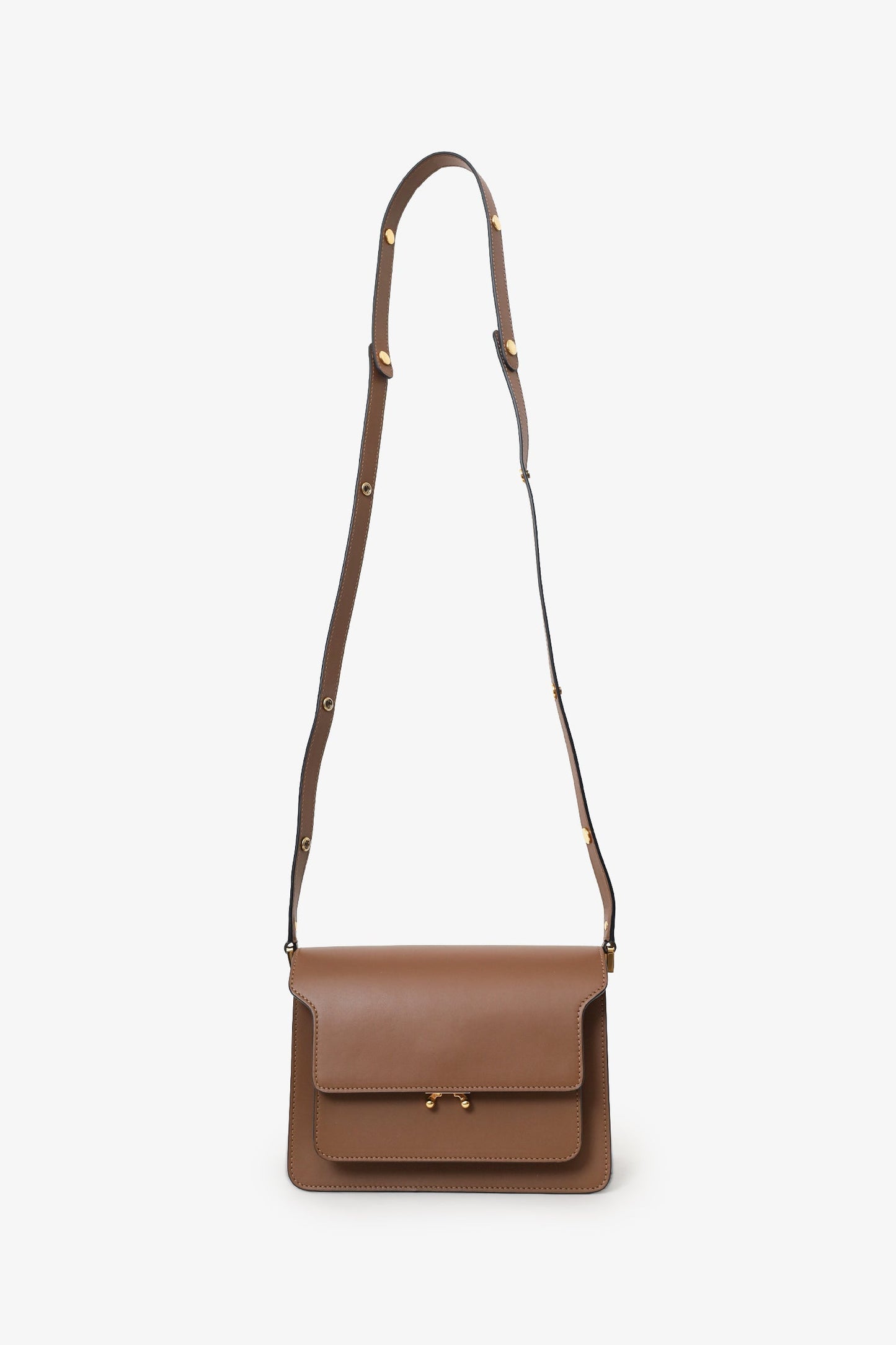 Marni Brown Leather Medium Trunk Shoulder Bag