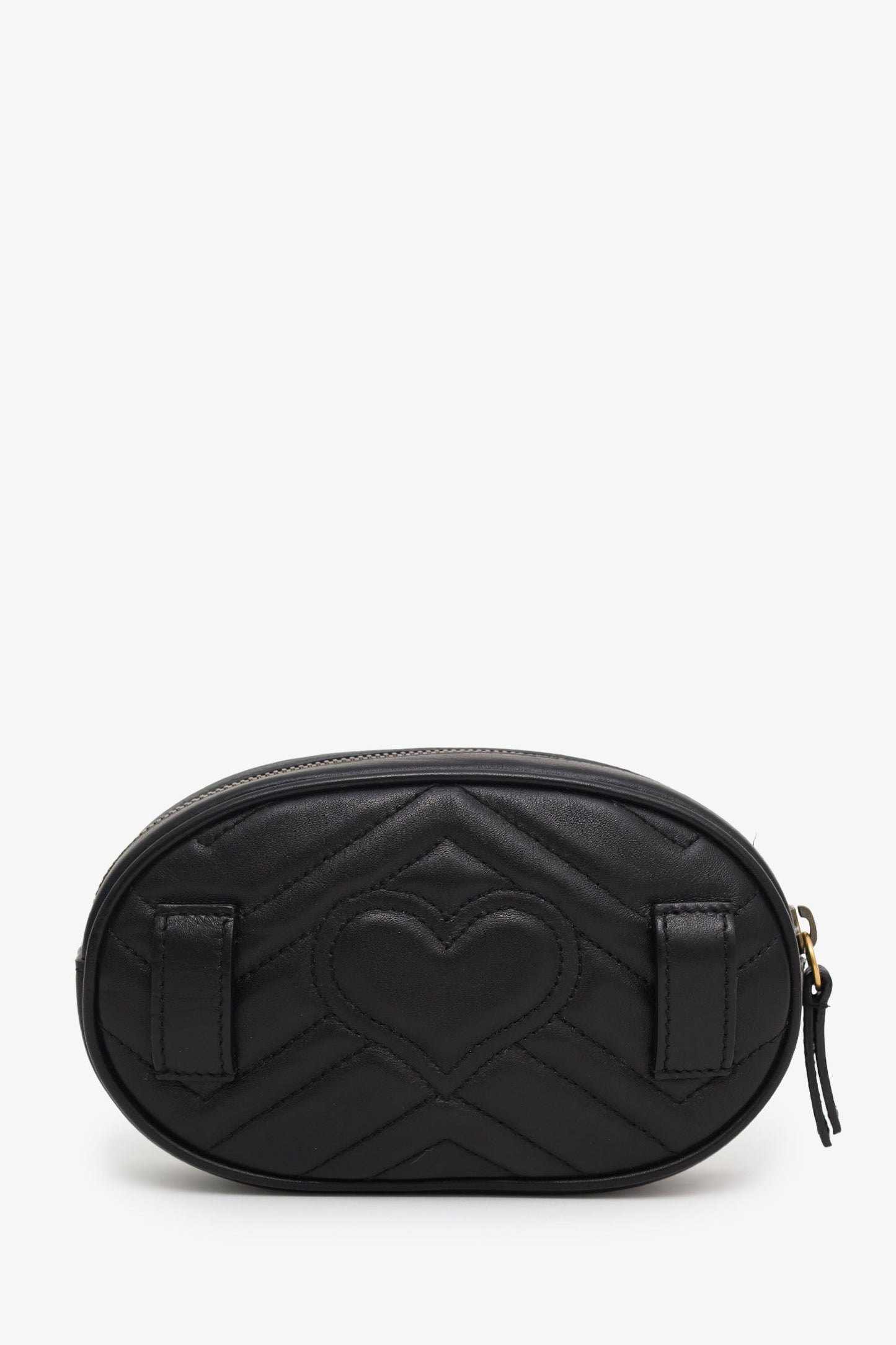 Gucci Black Chevron Leather Marmont Belt Bag