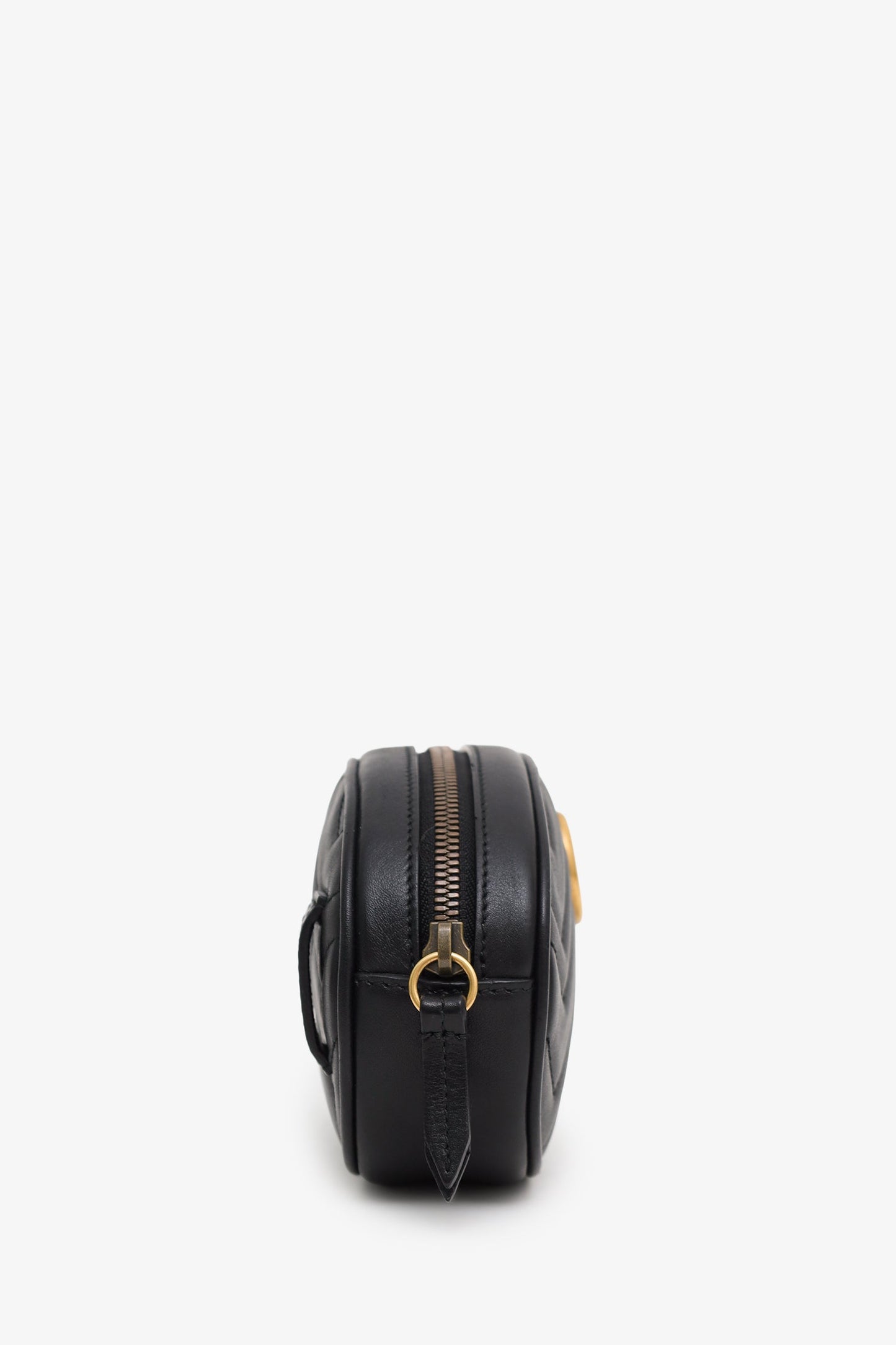 Gucci Black Chevron Leather Marmont Belt Bag
