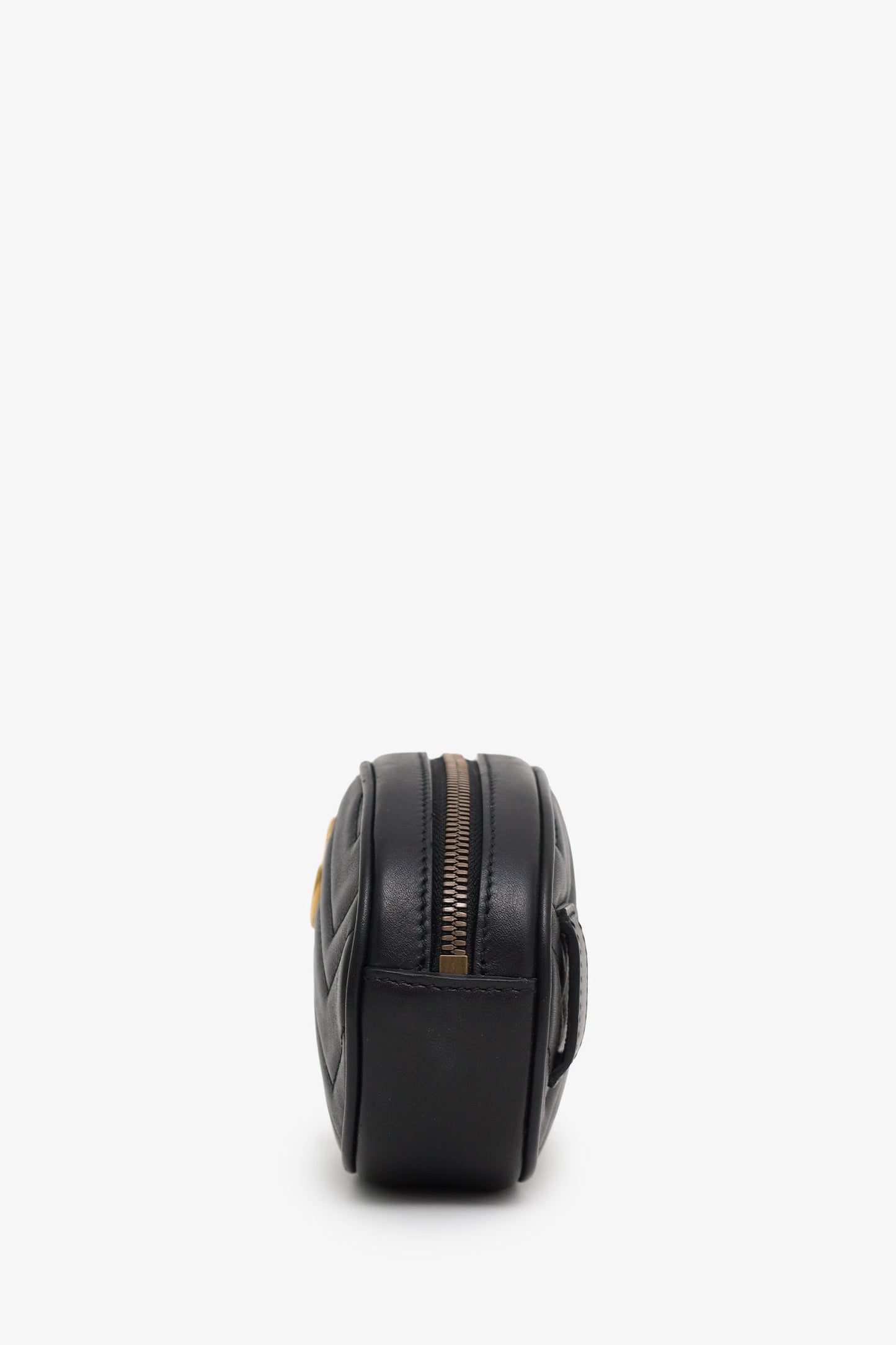 Gucci Black Chevron Leather Marmont Belt Bag