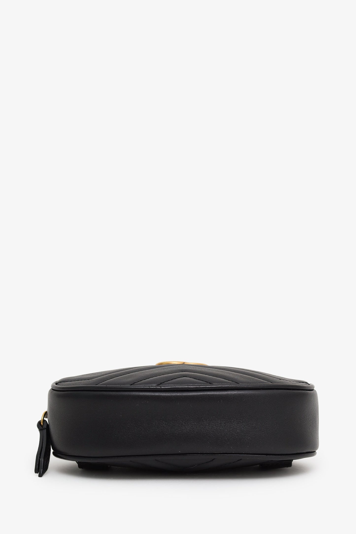 Gucci Black Chevron Leather Marmont Belt Bag