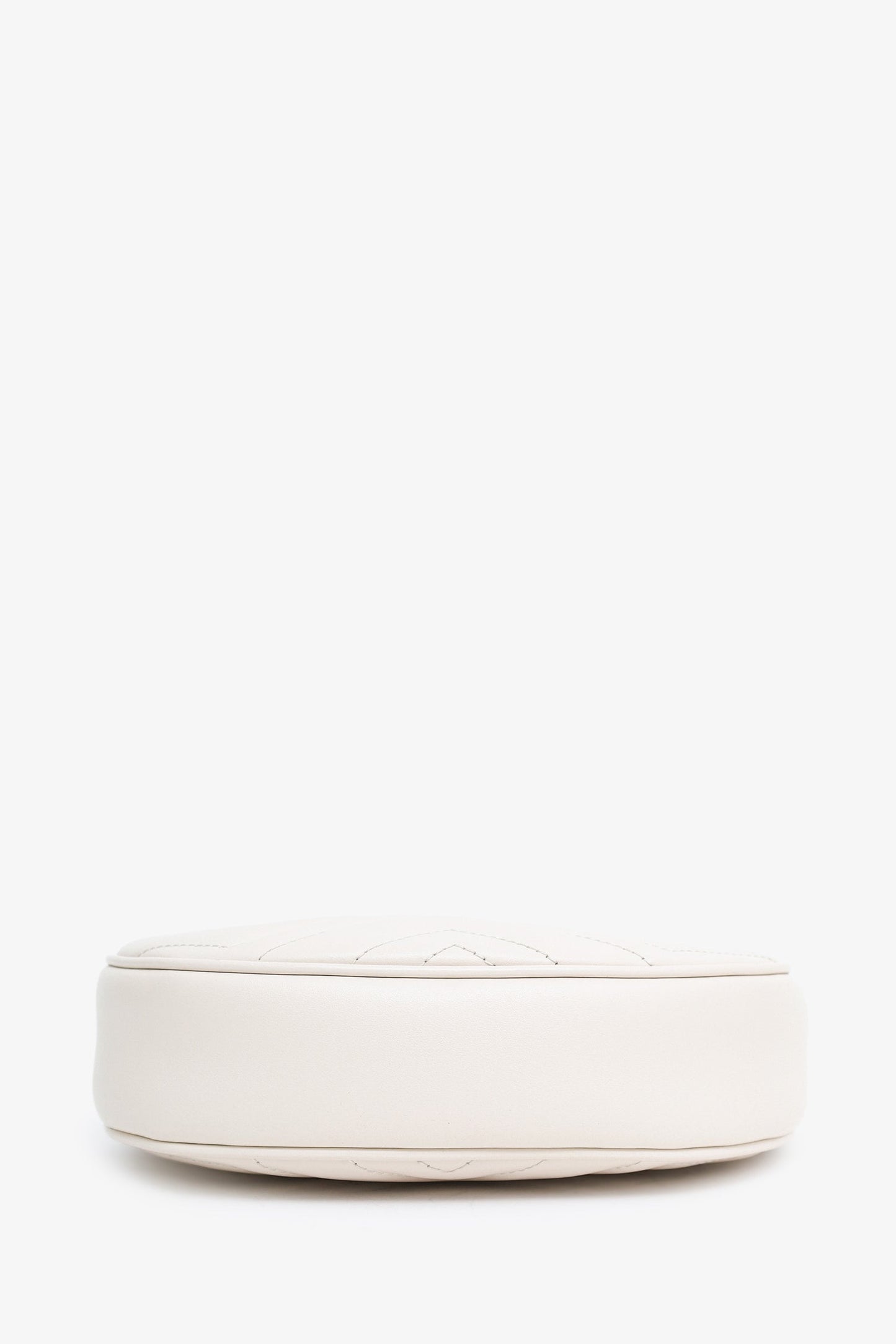 Gucci White Leather Mini GG Marmont Half Moon Shaped Bag