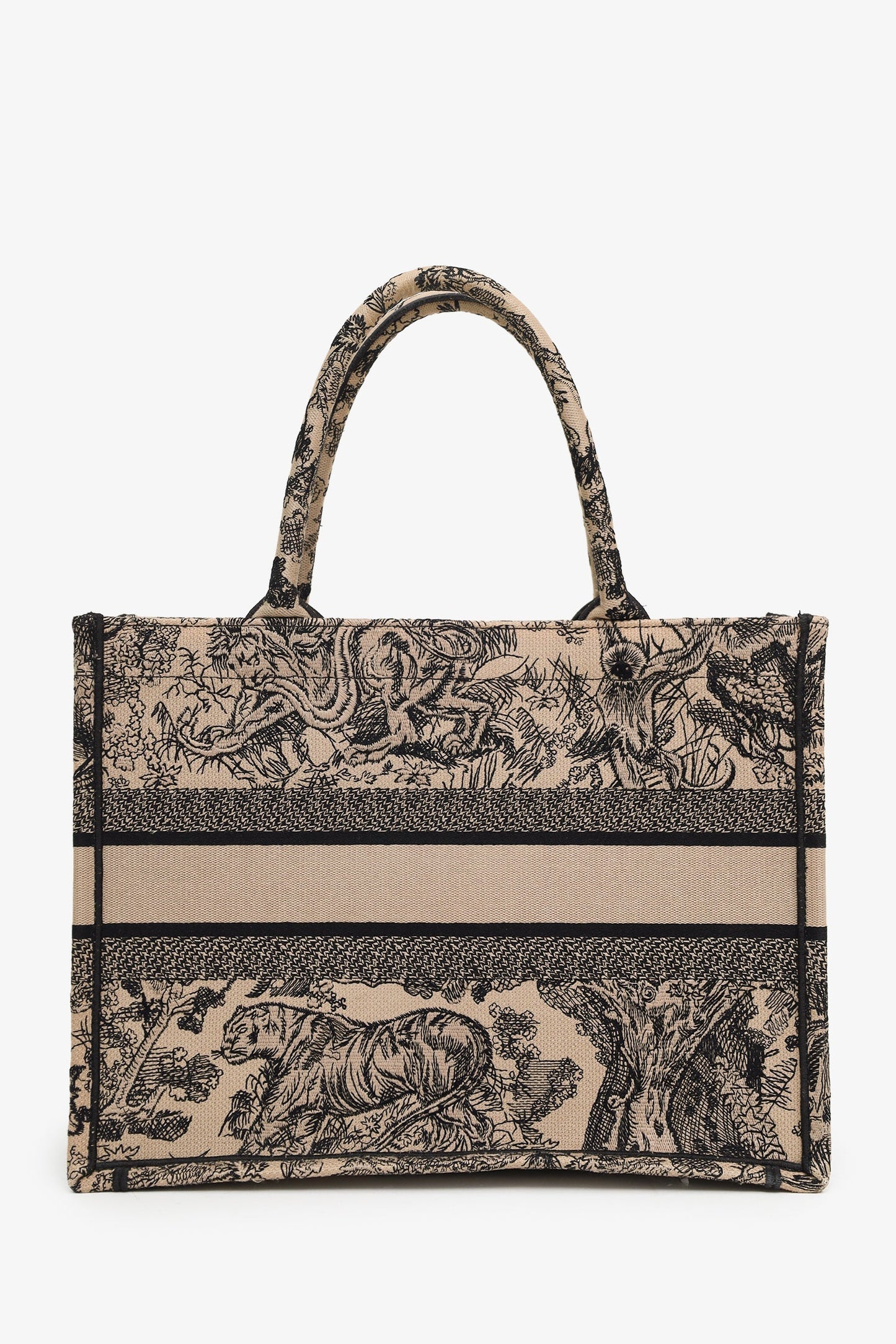 Christian Dior 2022 Beige/Black Canvas Toile de Jouy Medium Book Tote