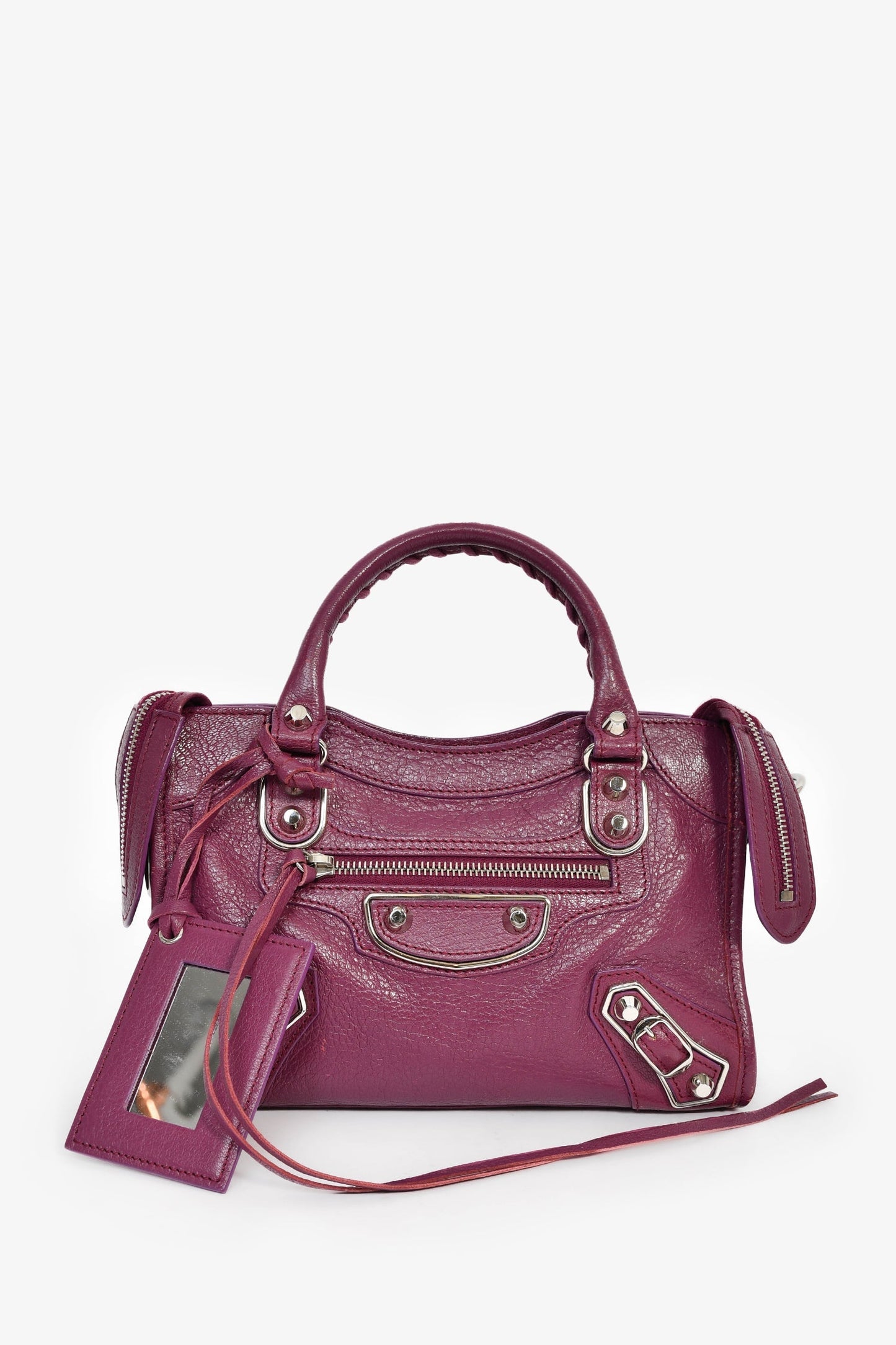 Balenciaga 2017 Purple Leather 'Le Mini City' Bag with Strap