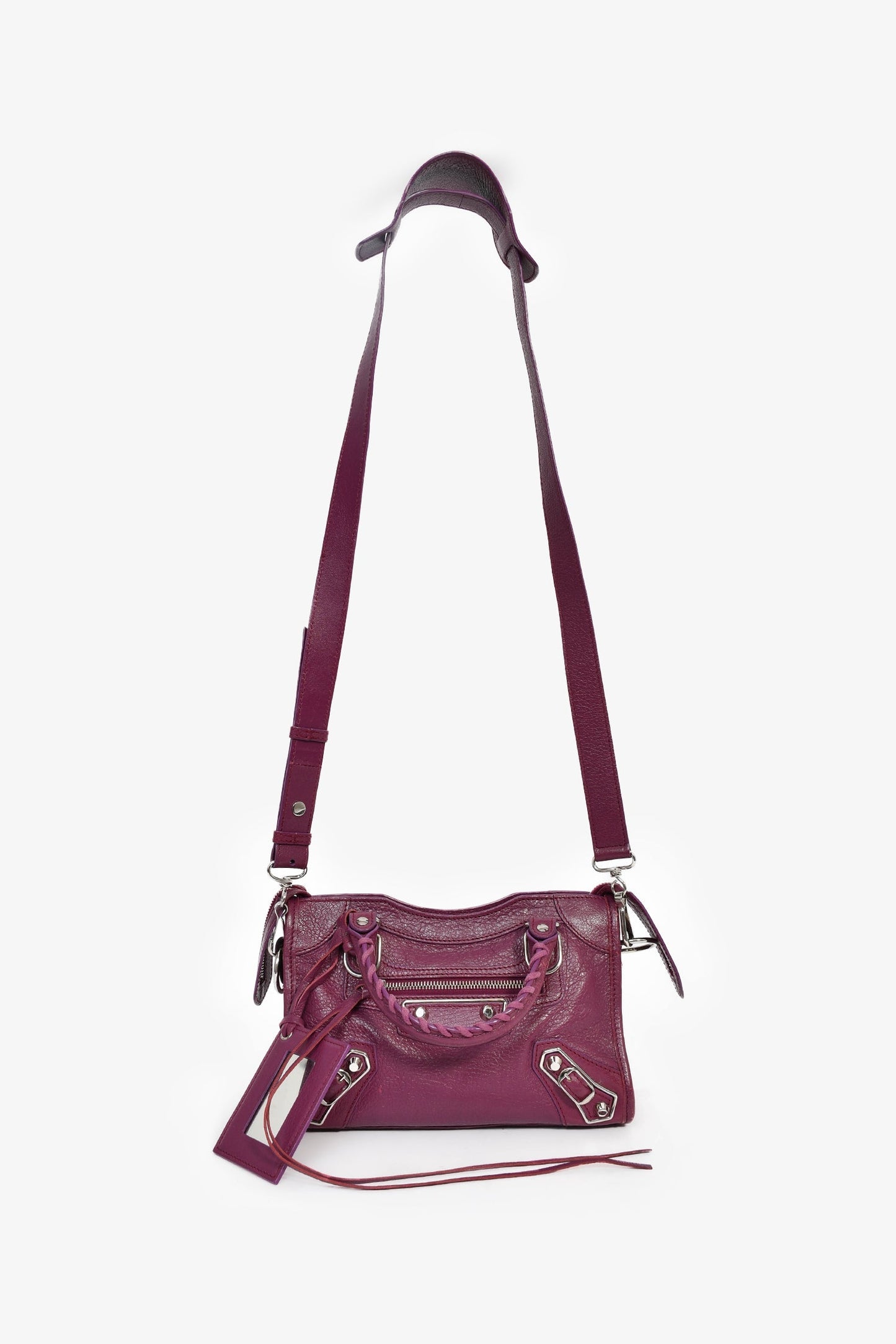 Balenciaga 2017 Purple Leather 'Le Mini City' Bag with Strap