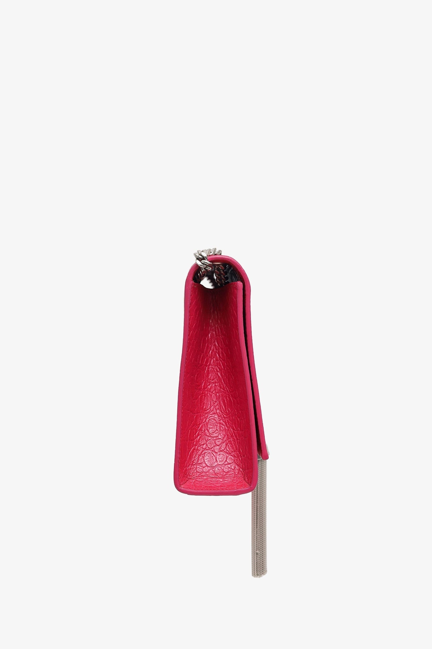 Saint Laurent Pink Leather Croc Embossed Medium 'Kate' Tassel Crossbody Bag