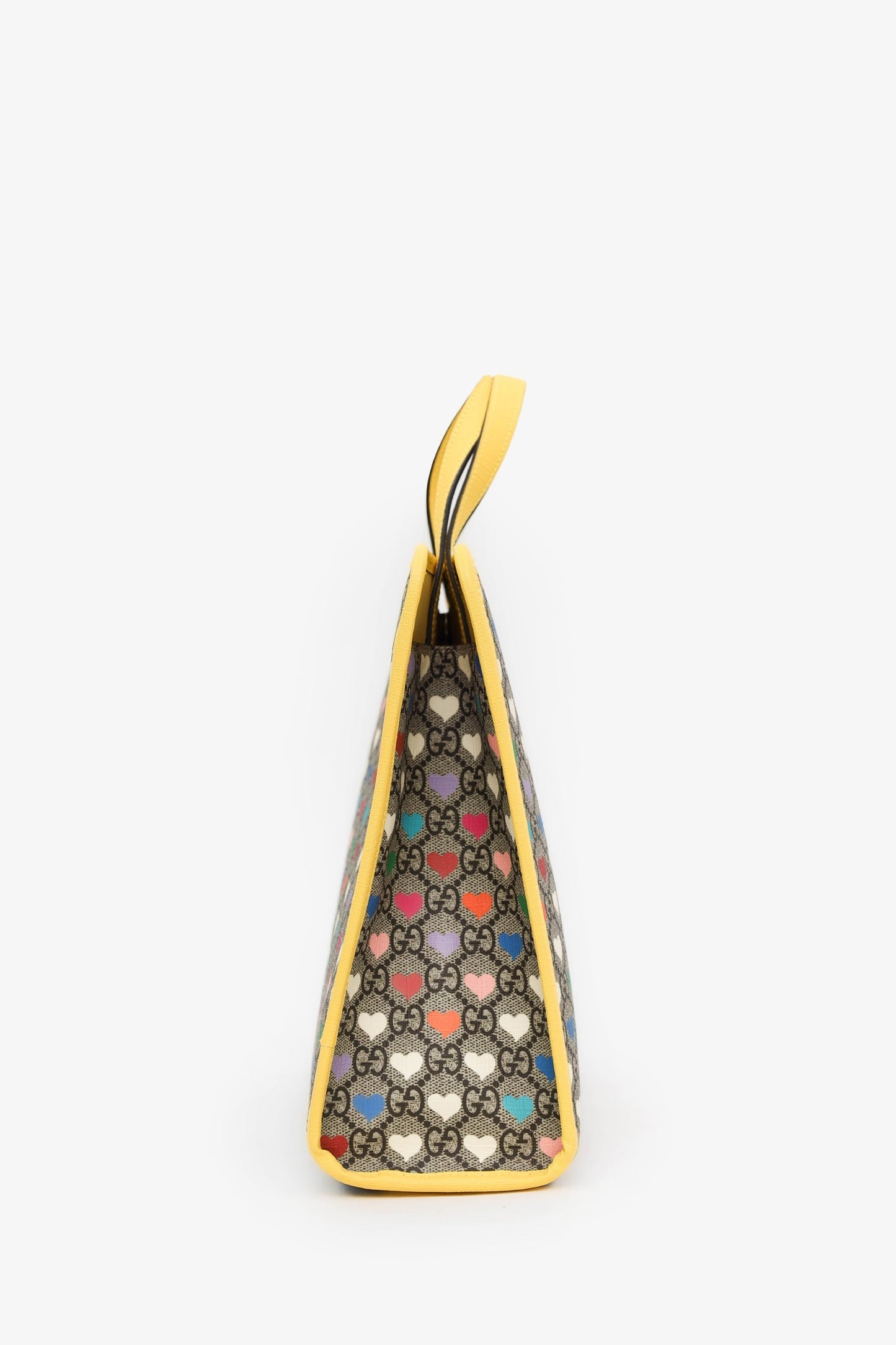 Gucci Yellow/Multicolour GG Supreme Monogram Hearts Children's Tote With Strap