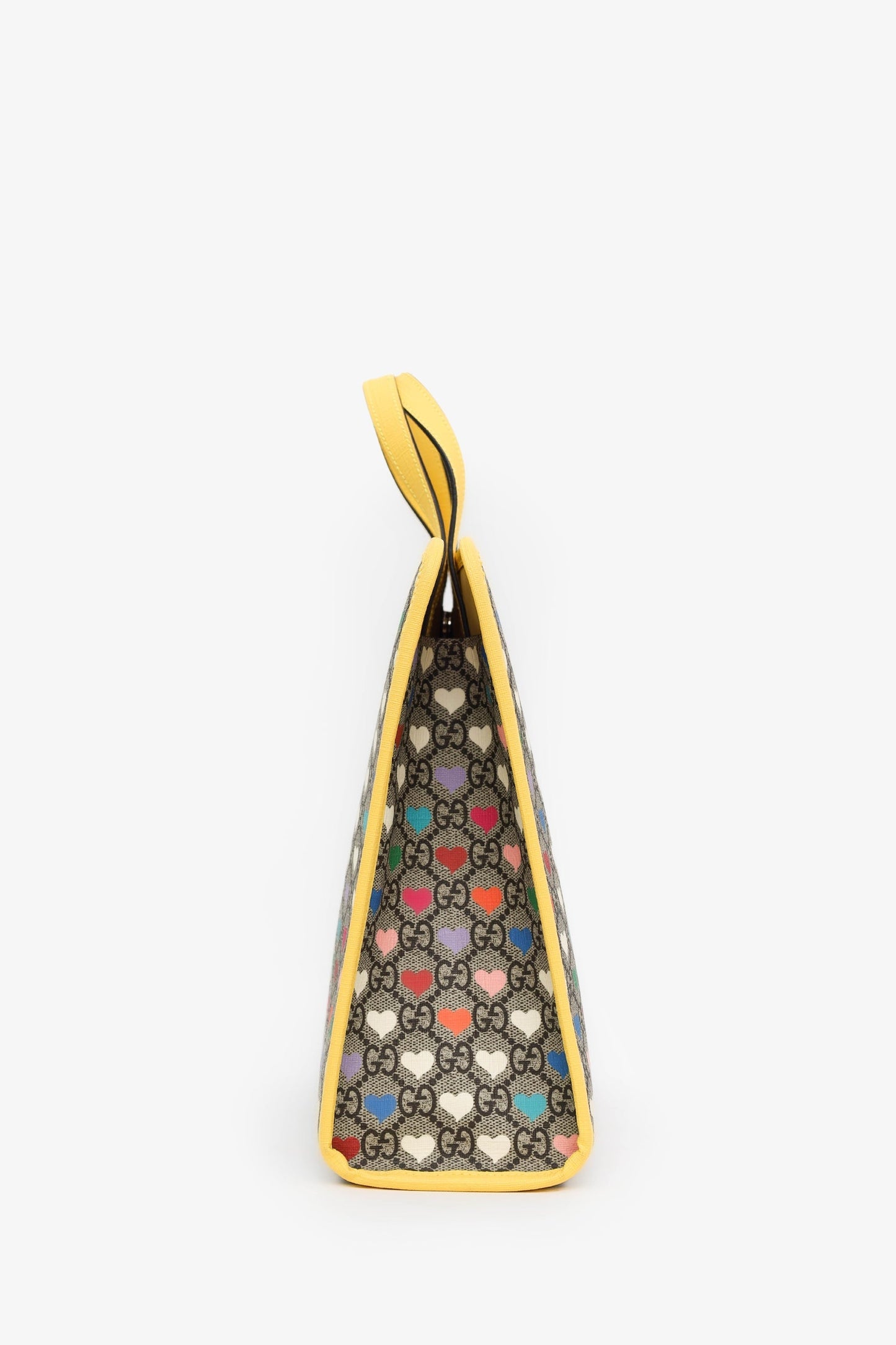 Gucci Yellow/Multicolour GG Supreme Monogram Hearts Children's Tote With Strap