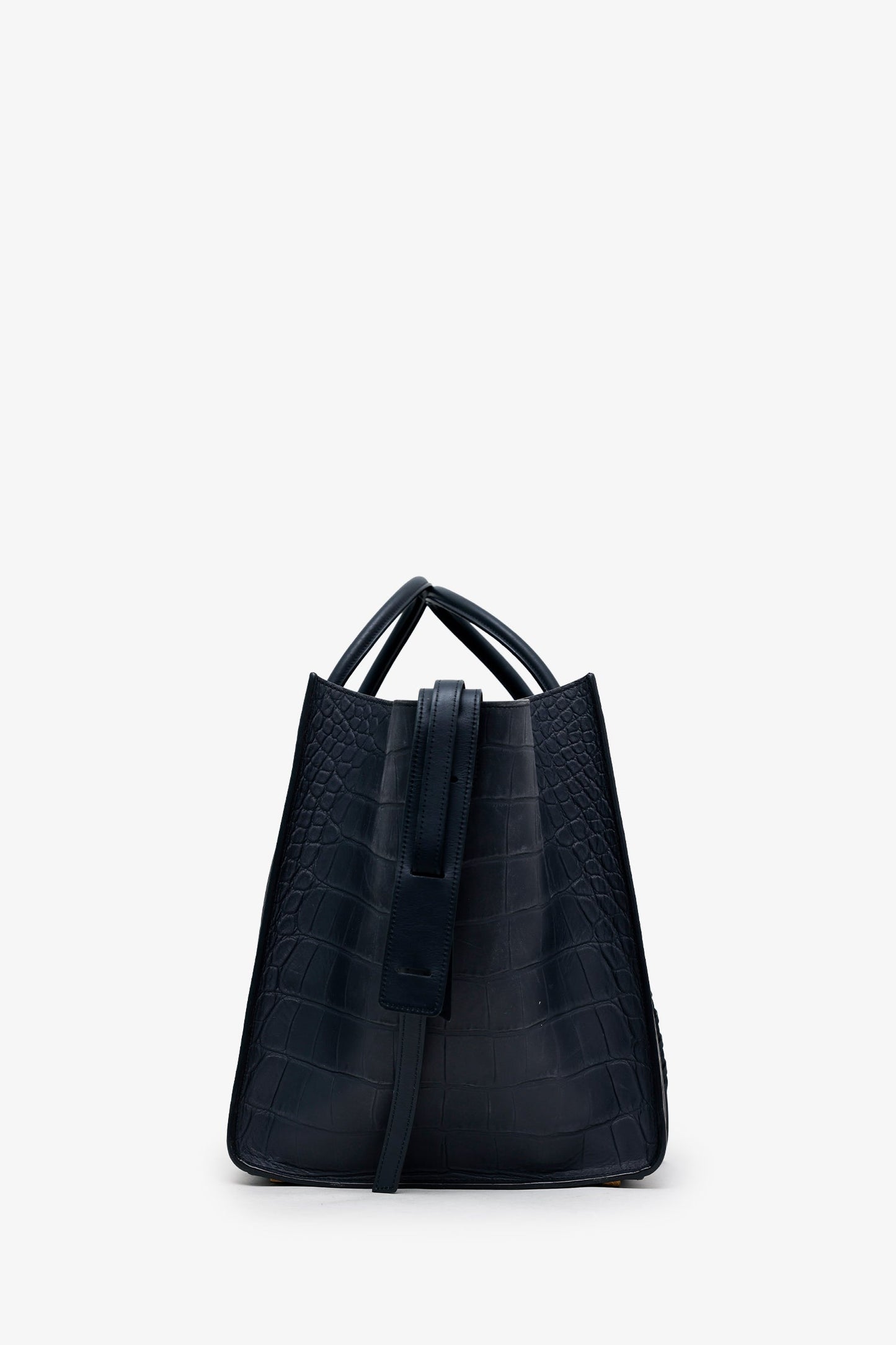 Celine Black Croc Embossed Leather Luggage Phantom Top Handle