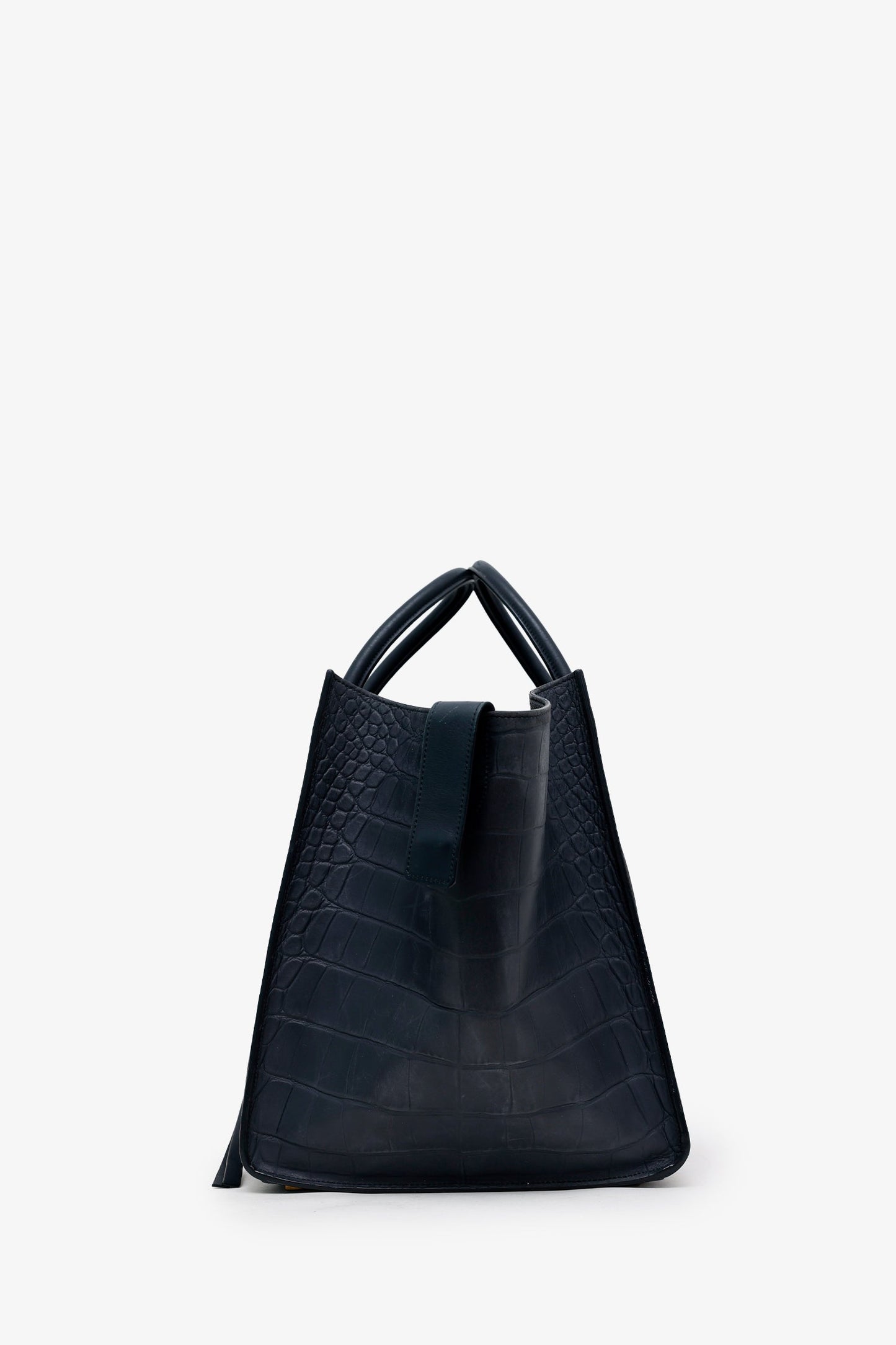 Celine Black Croc Embossed Leather Luggage Phantom Top Handle