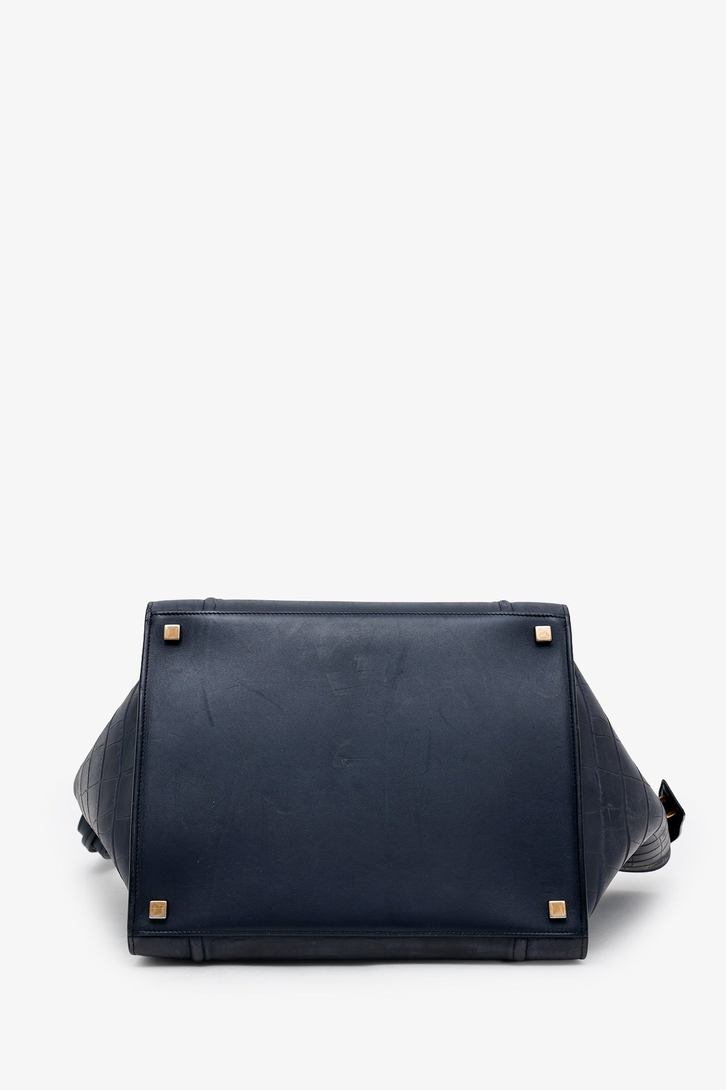 Celine Black Croc Embossed Leather Luggage Phantom Top Handle
